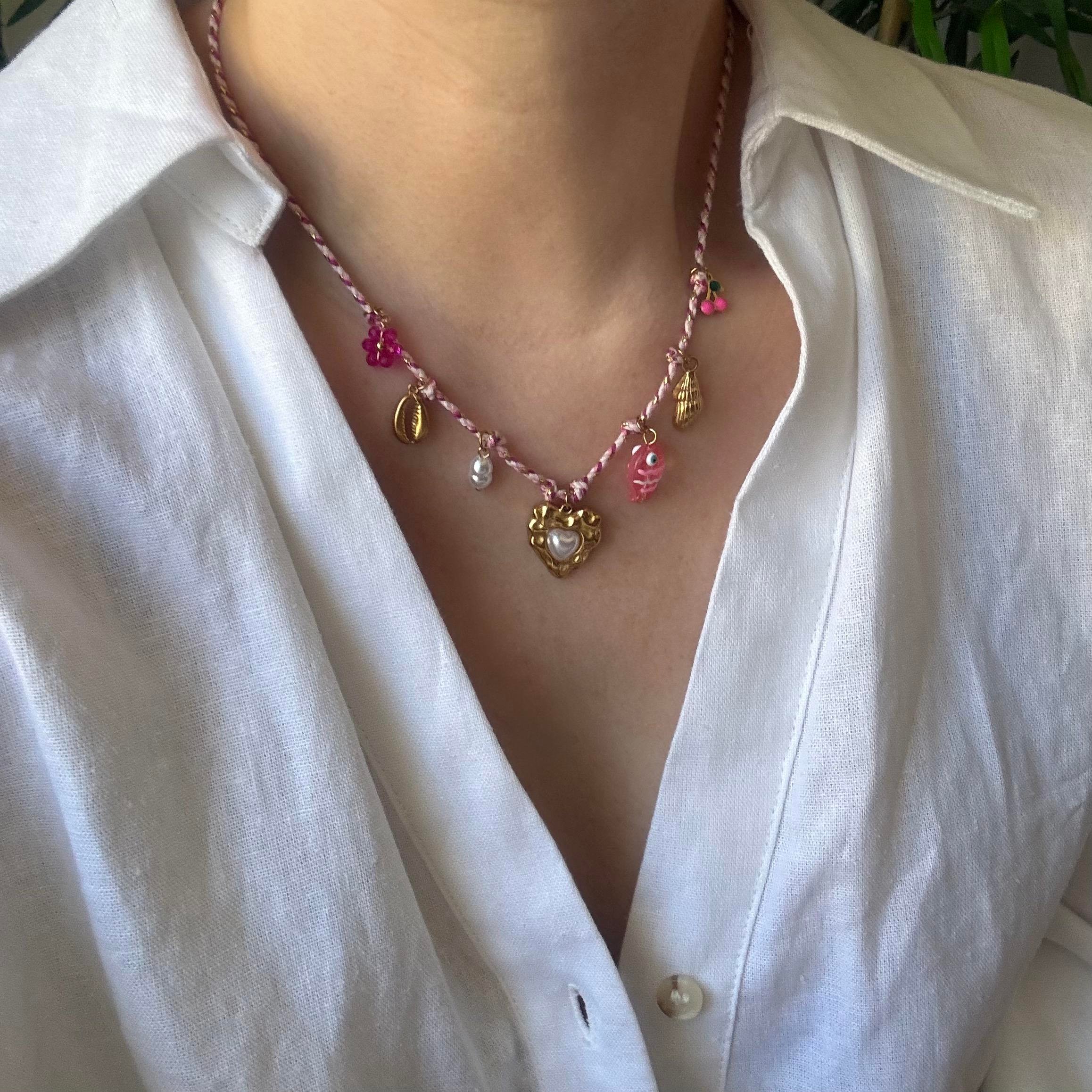 Çelik Murano Charm Kolye