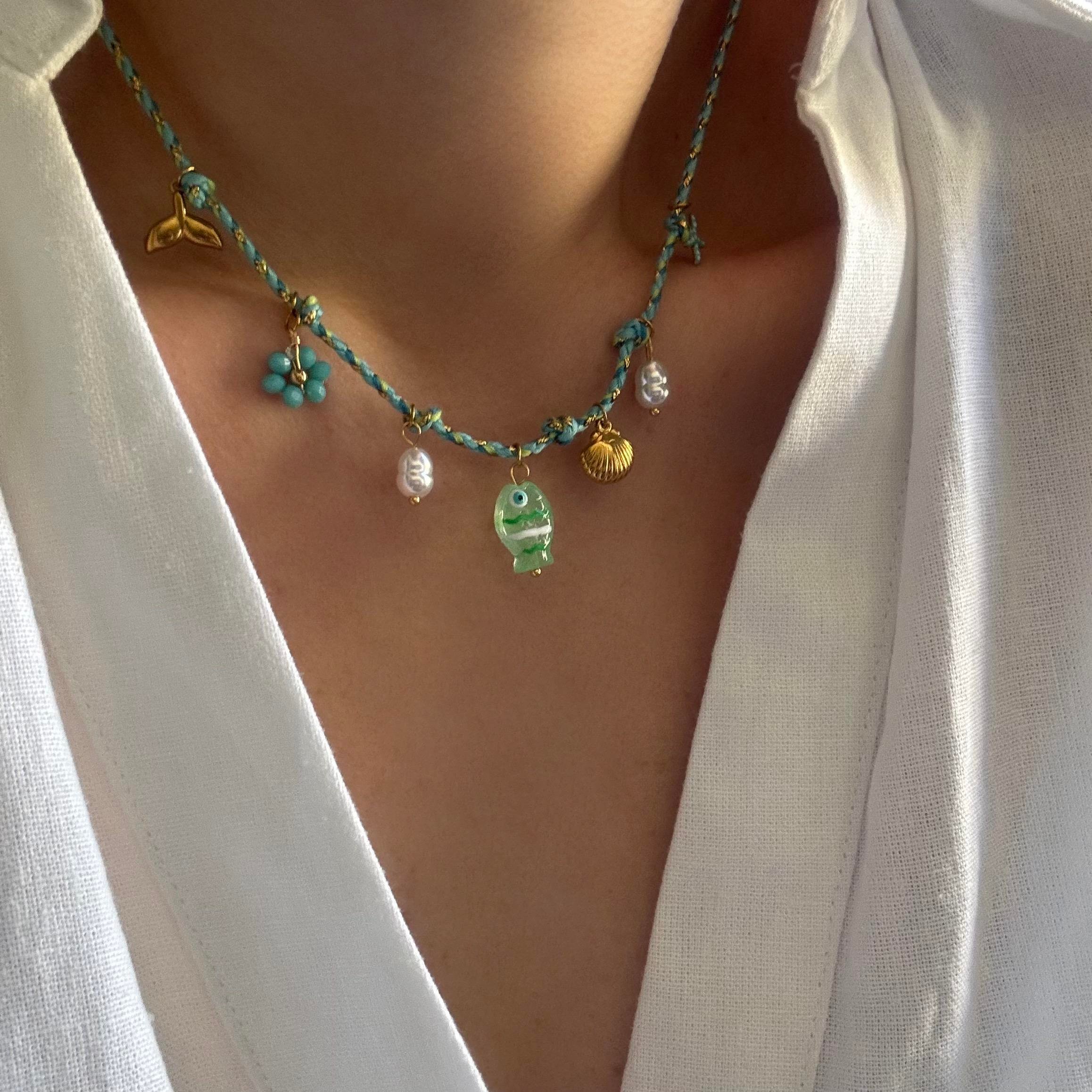 Çelik Murano Charm Kolye