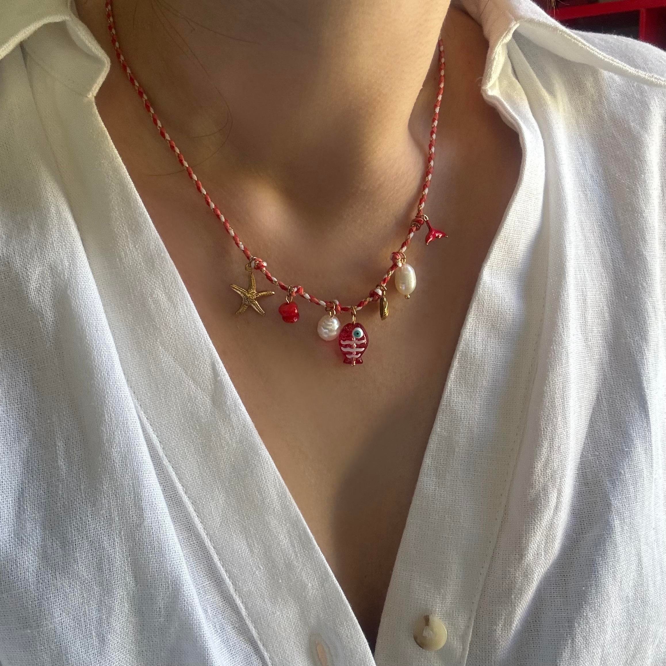 Çelik Murano Charm Kolye