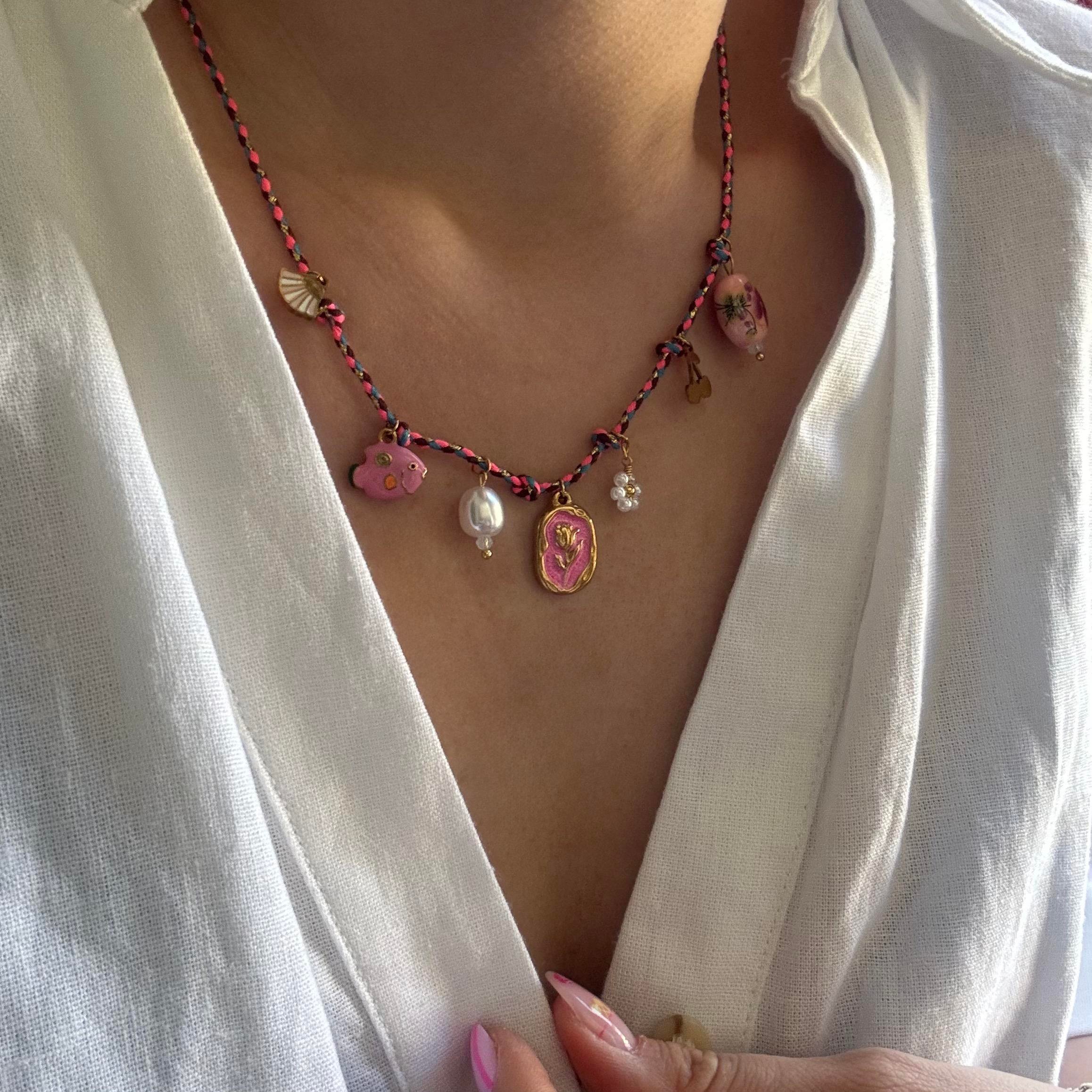 Çelik Murano Charm Kolye