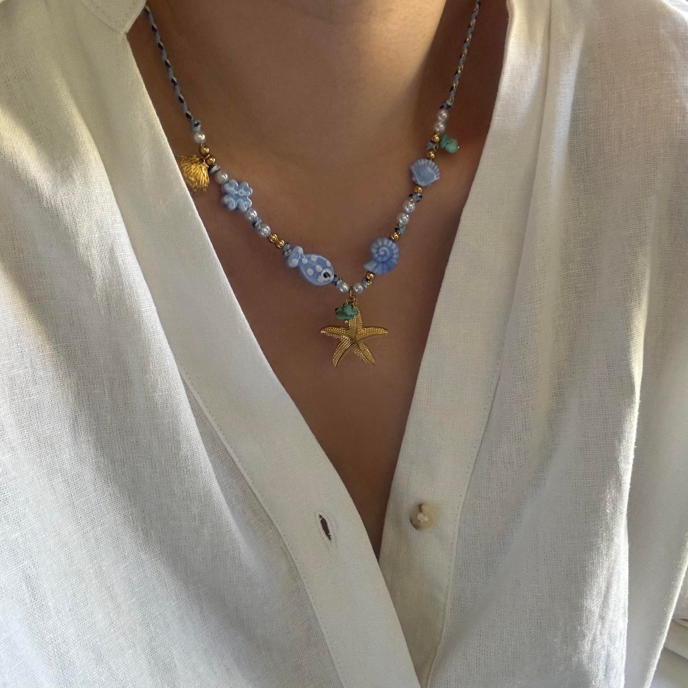 Çelik Murano Charm Kolye