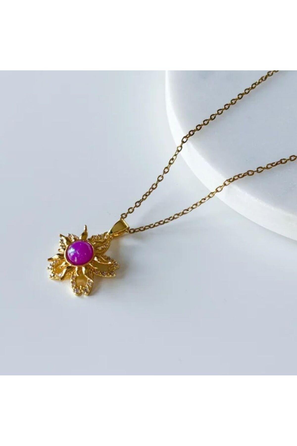 Çelik rapunzel sun flower kolye