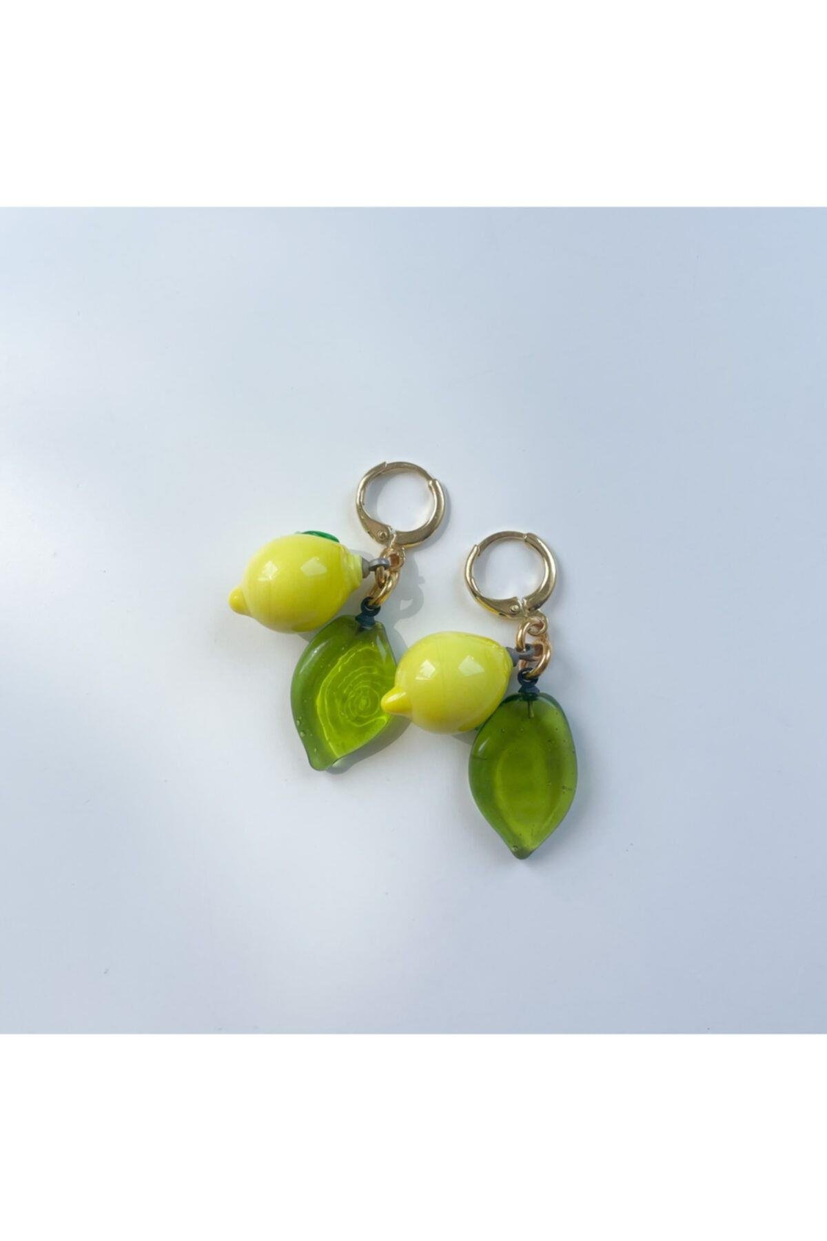 Kadın Murano Limon Yaprak Küpe