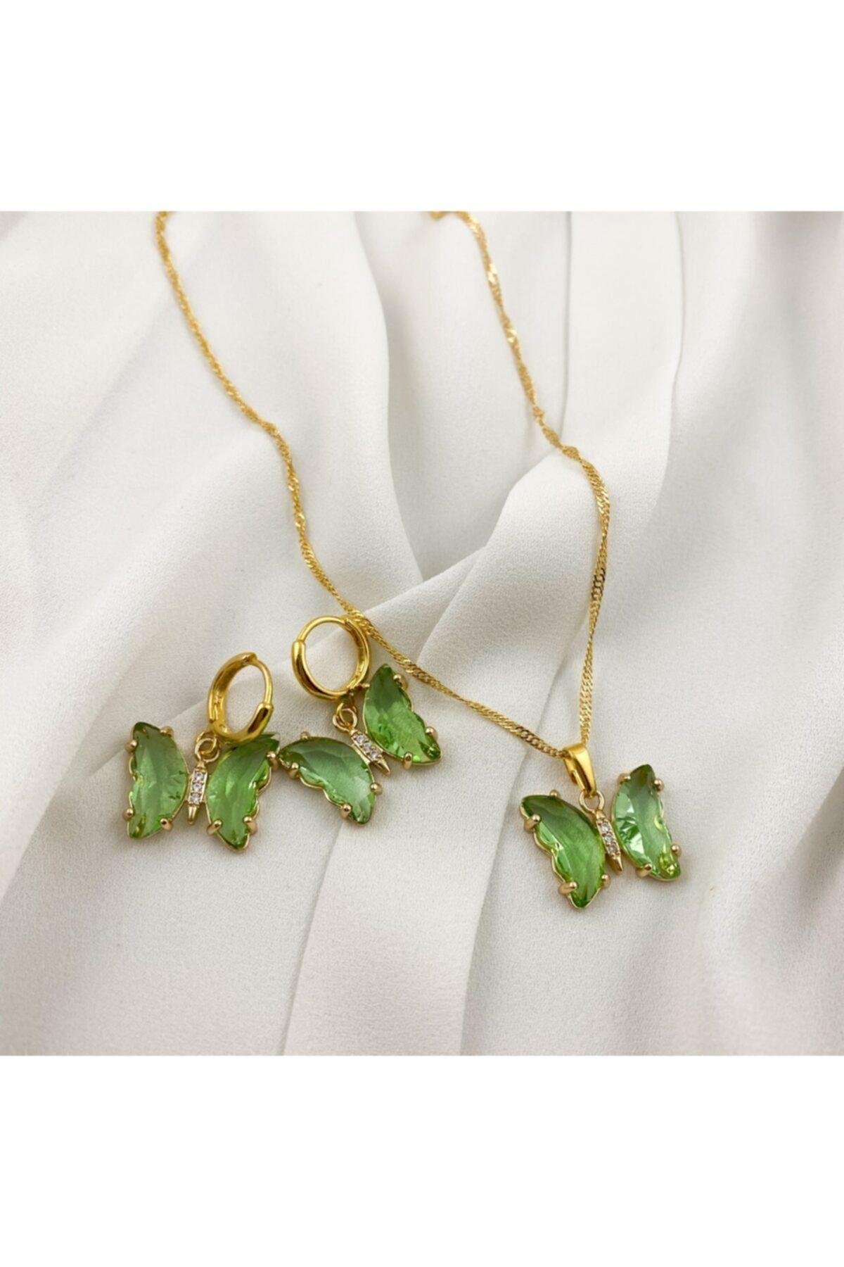 Kelebek Kolye-küpe Set