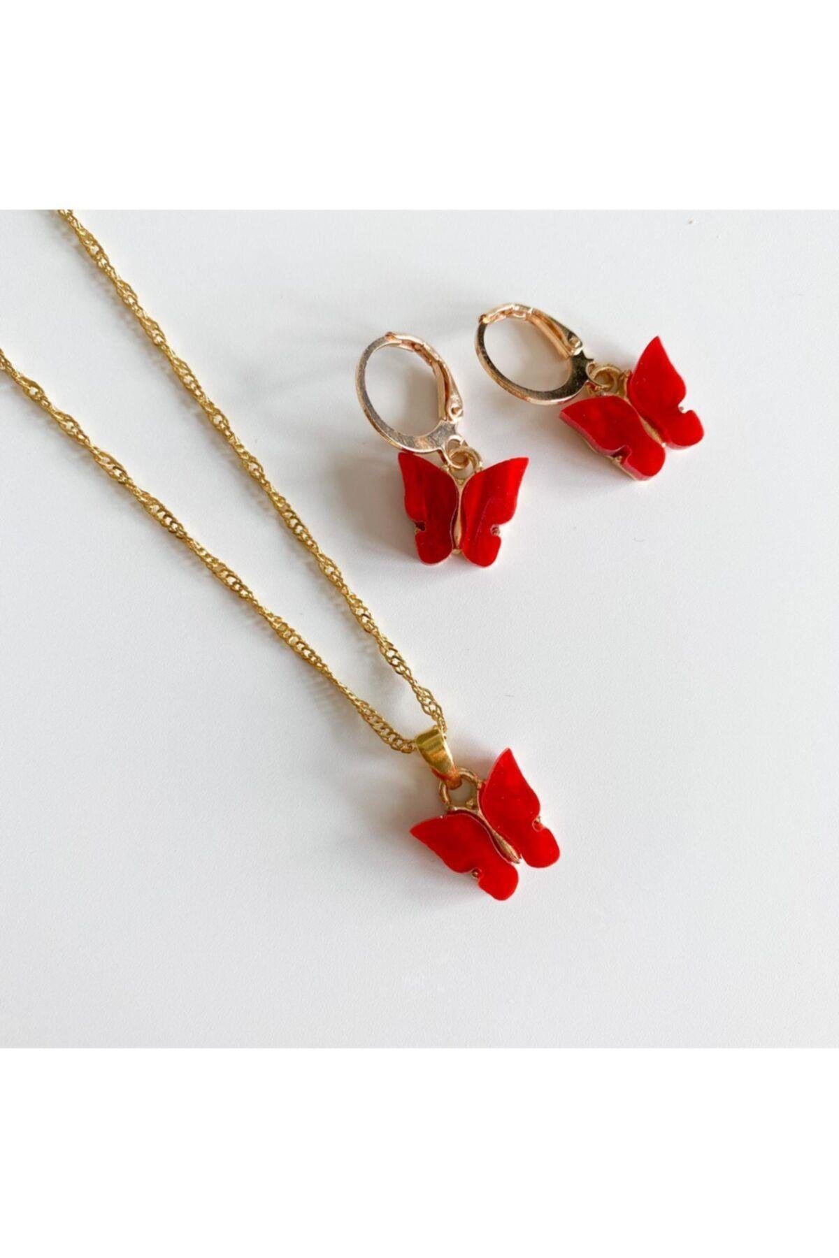 Kelebek Kolye-küpe Set