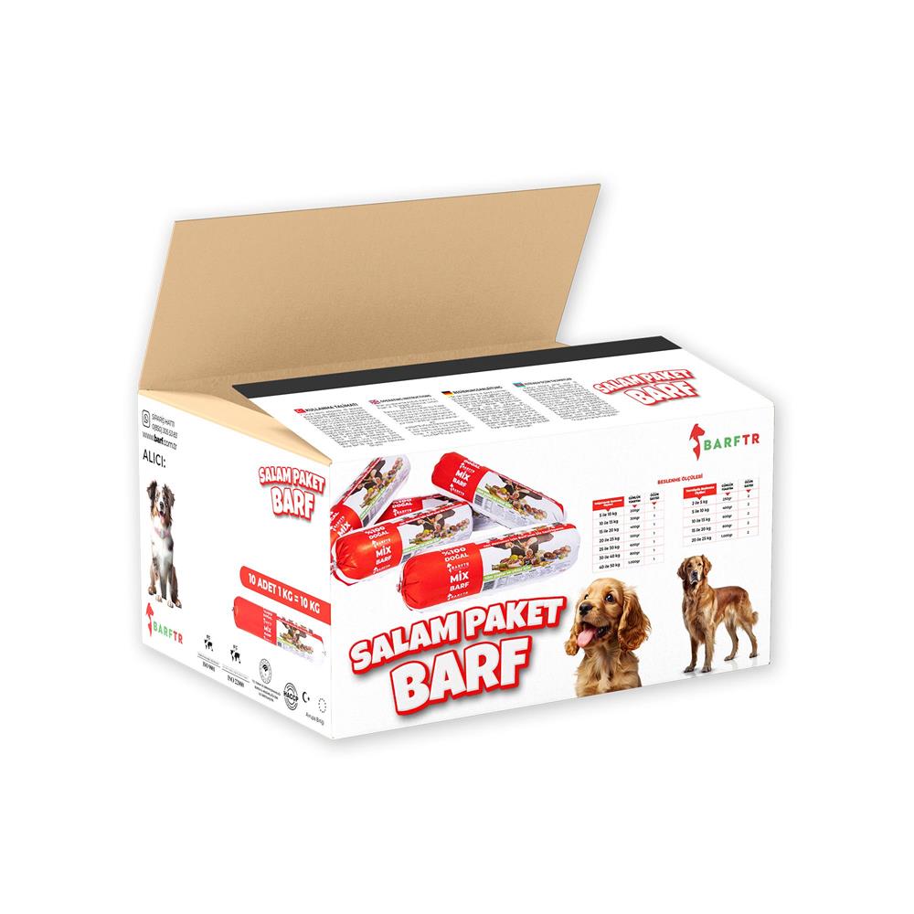 Mix Barf 10 kg 1000 GR Salam Paket Tekli Ambalajlarda Köpek Maması