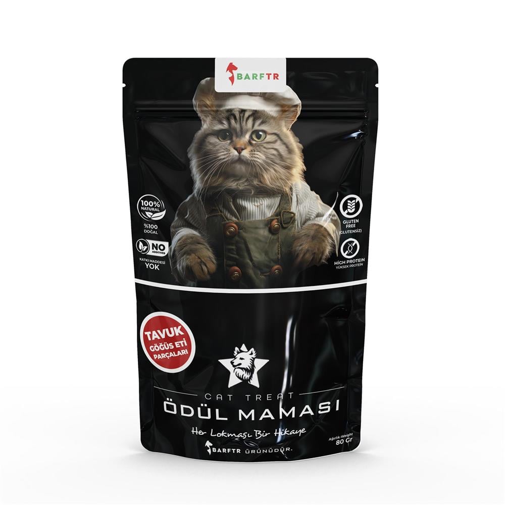 Tavuk Göğüs Eti Parçaları Atıştırmalık Ödül Maması 80 GRAM Kediler İçin