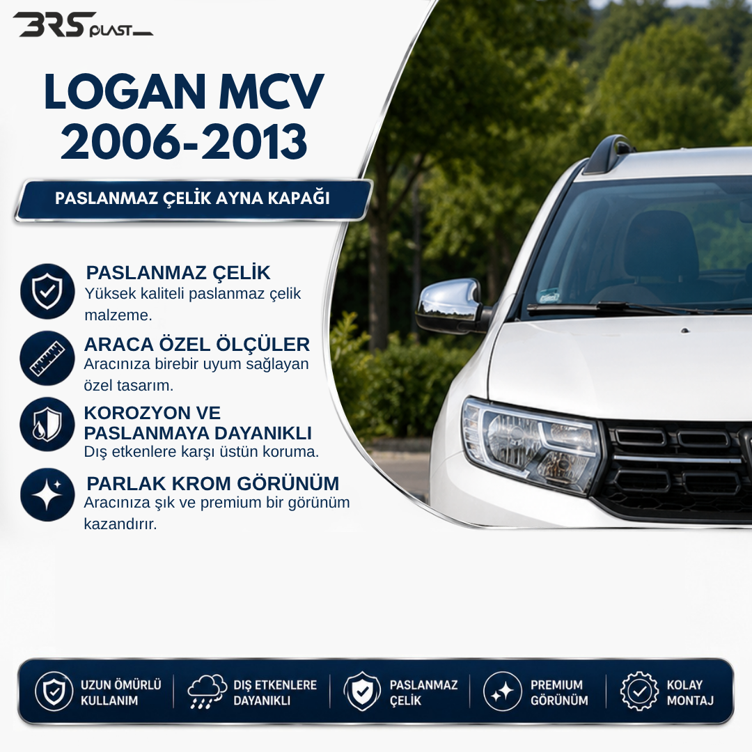 DACIA LOGAN MCV 2006-2013 AYNA KAPAĞI PASLANMAZ ÇELİK