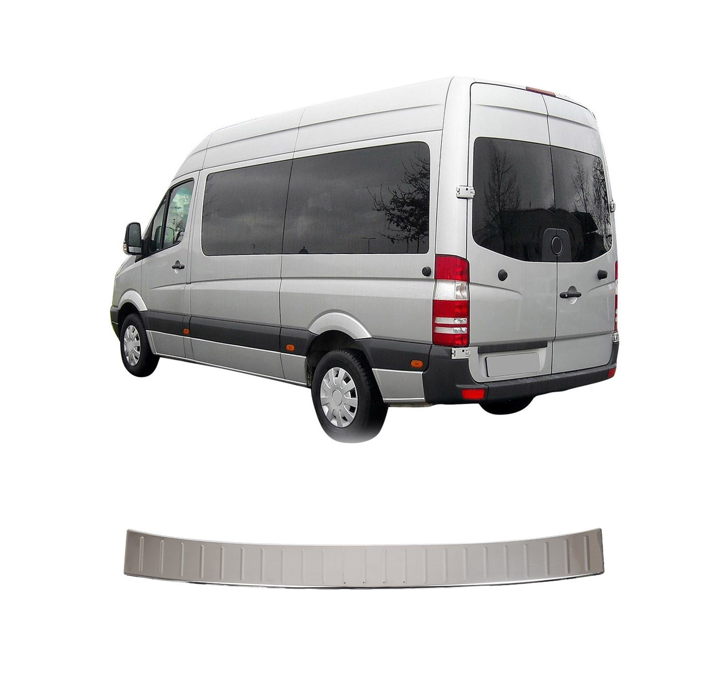 MERCEDES SPRINTER W906 UYUMLU 2006-2018 KROM PARLAK ARKA TAMPON EŞİĞİ KORUMA