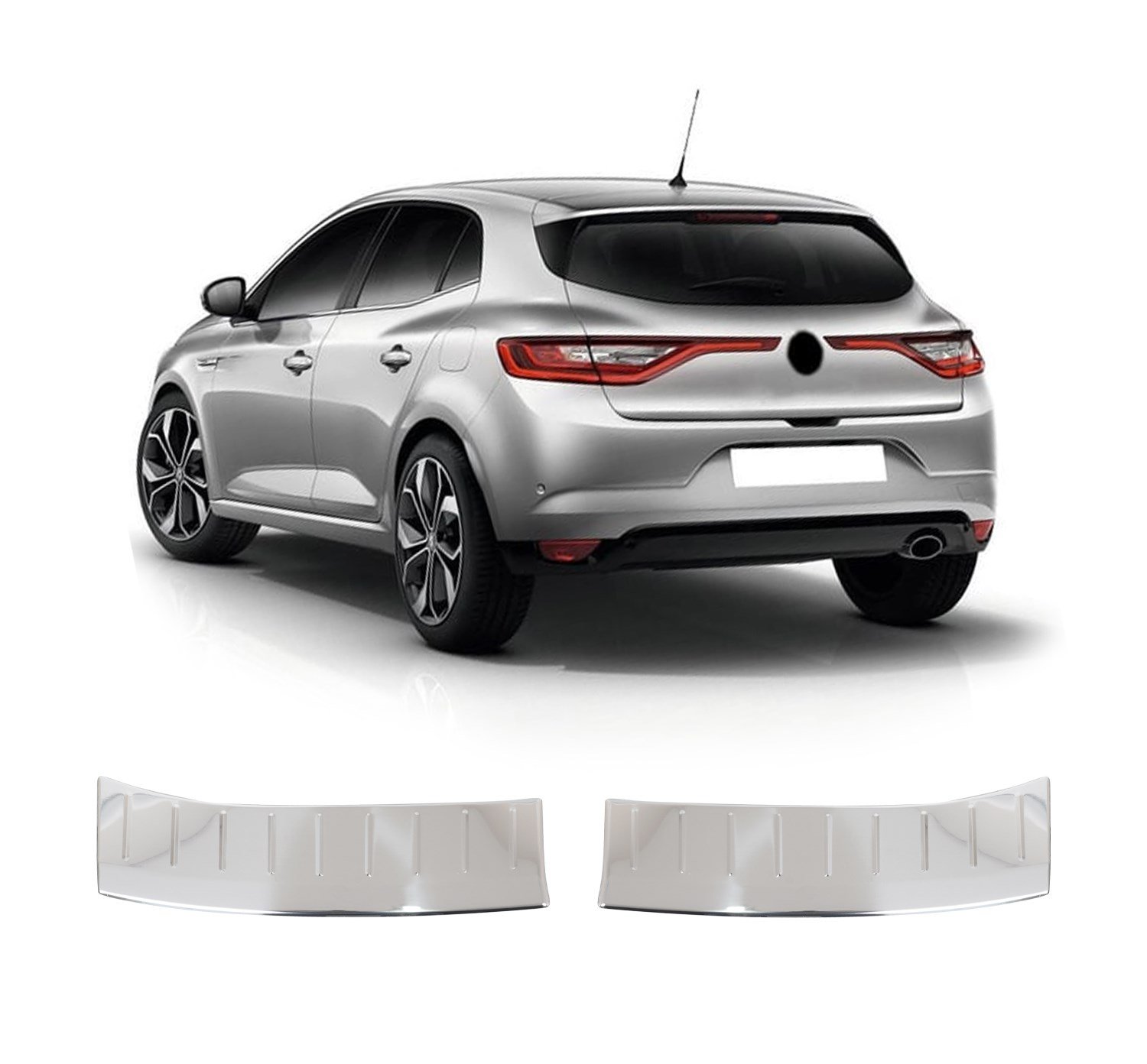 RENAULT MEGANE 4 HB UYUMLU 2016- KROM ARKA TAMPON EŞİĞİ KORUMA 2 PARÇA