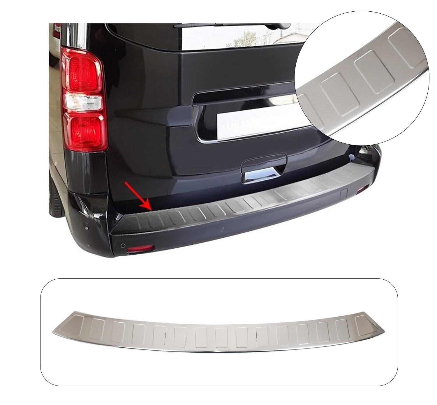 TOYOTA PROACE VERSO 2016-  LONG KROM PARLAK ARKA TAMPON ÜSTÜ KORUMA