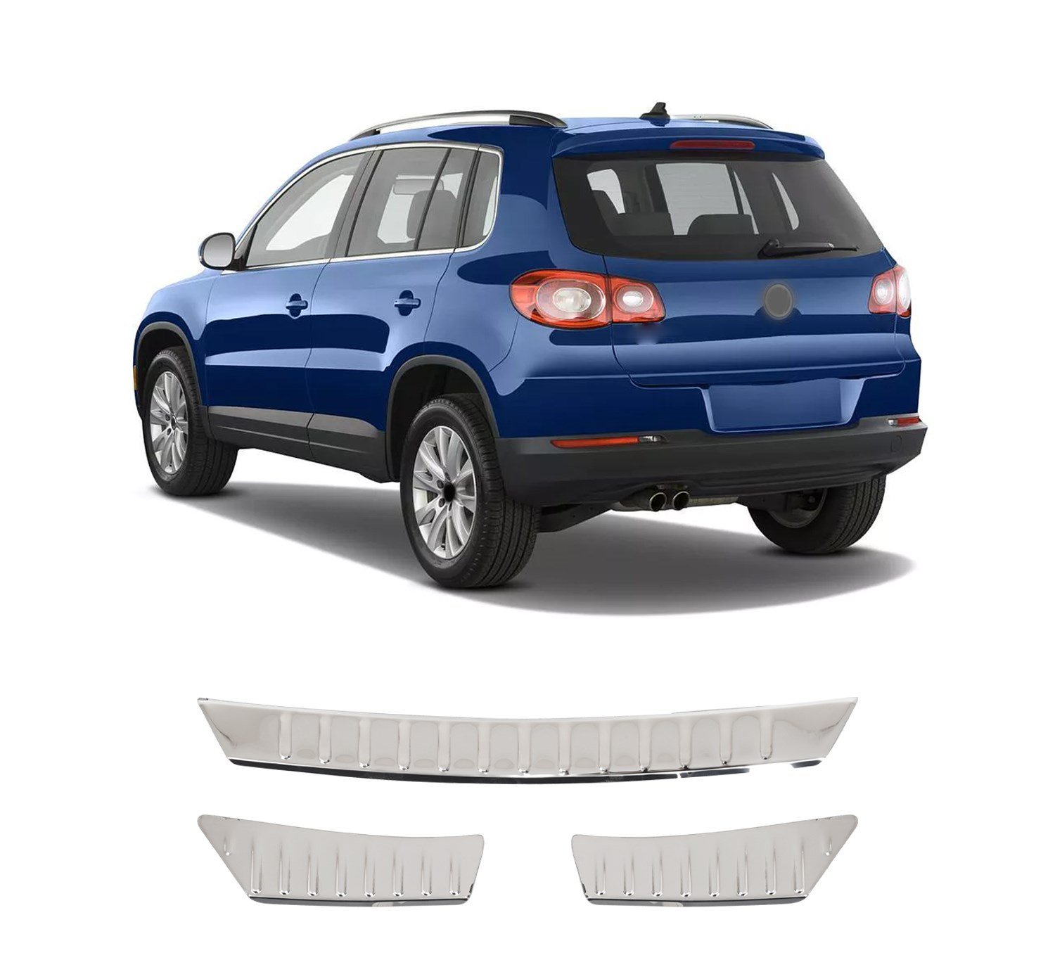 VOLKSWAGEN TIGUAN 1 UYUMLU 2007-2015 KROM ARKA TAMPON EŞİĞİ KORUMA 3 PARÇA