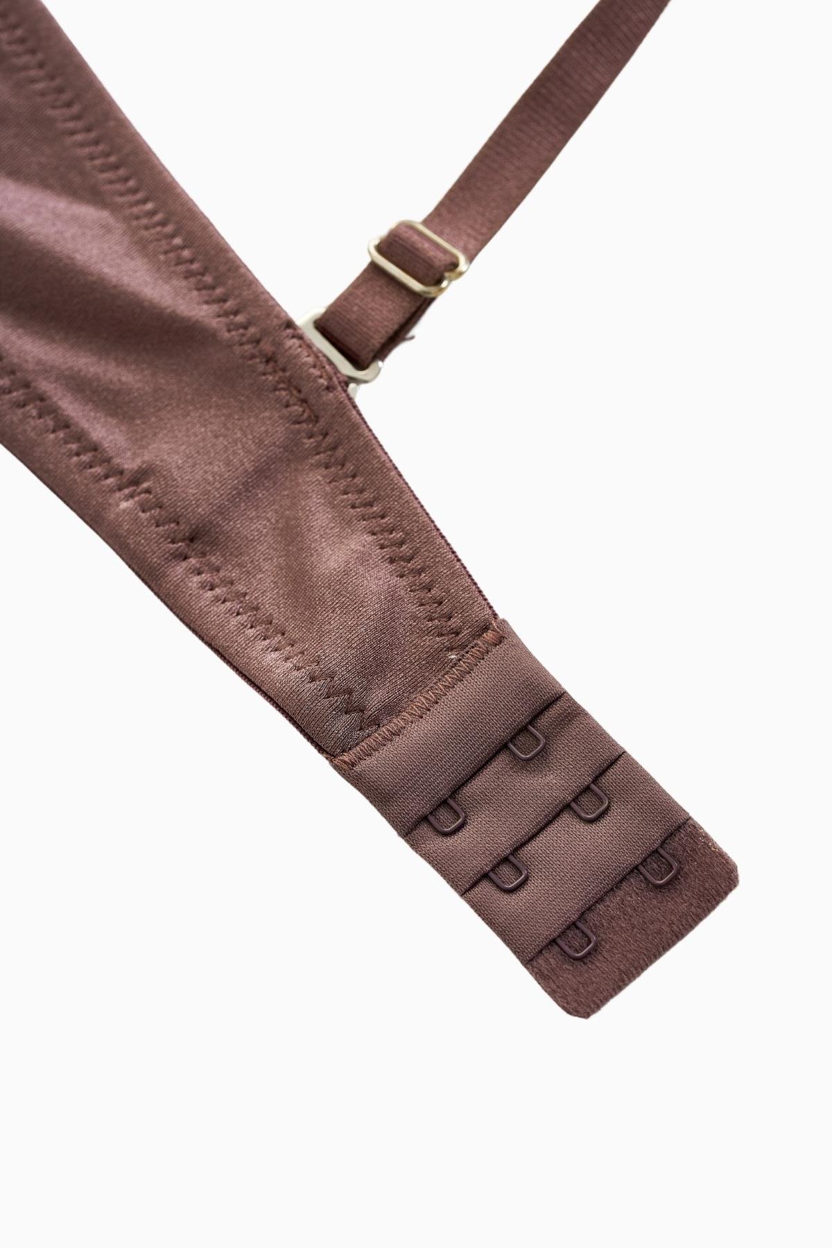 Alba Tak-Çıkar Askılı Mikro Sütyen - Desteksiz - Basic - 2535 - Bronz Kahve