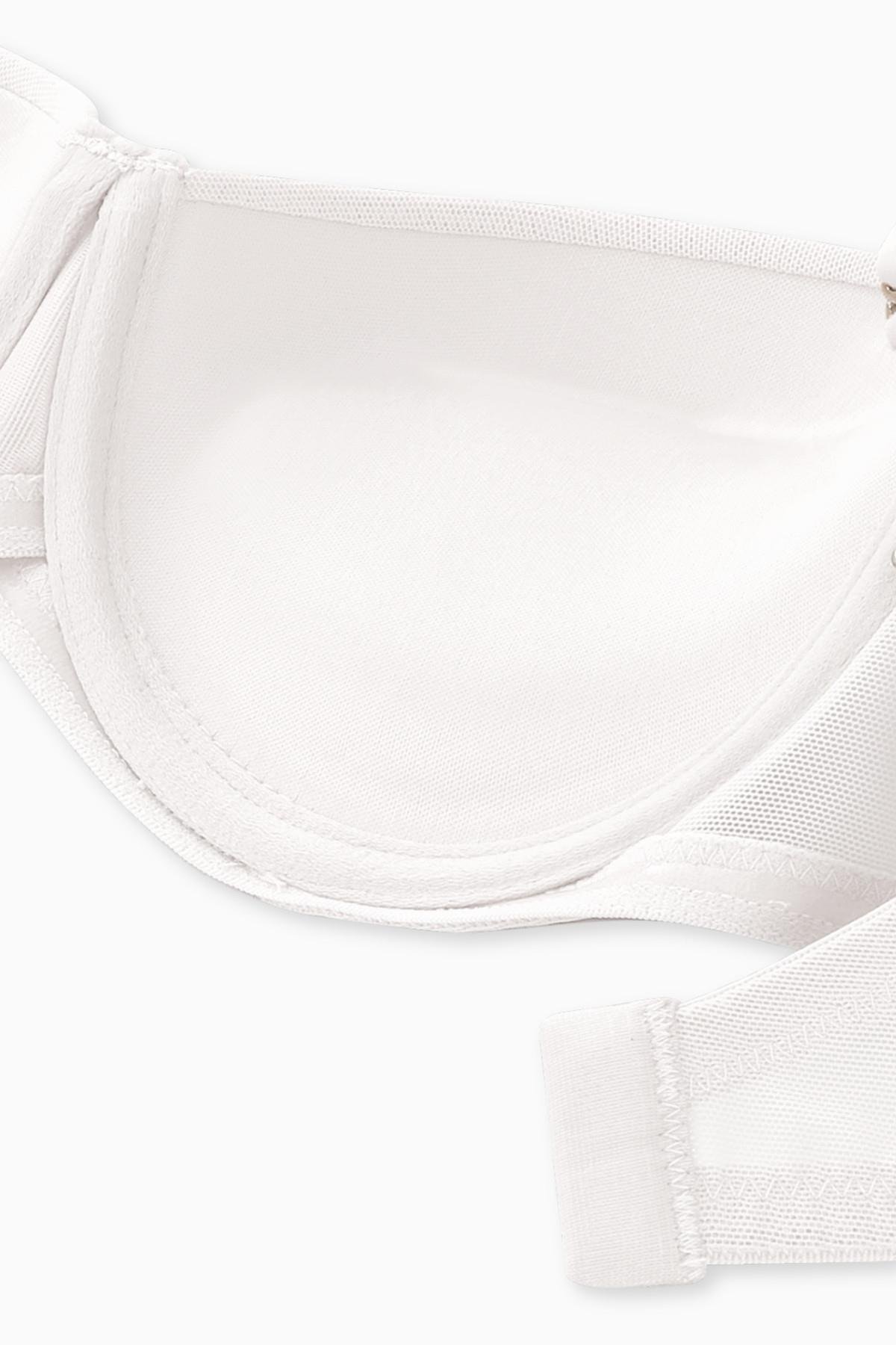 Alisa Premium Basic 2227 Ekru Push Up / Dolgulu Mesh Kumaş Straplez Sütyen