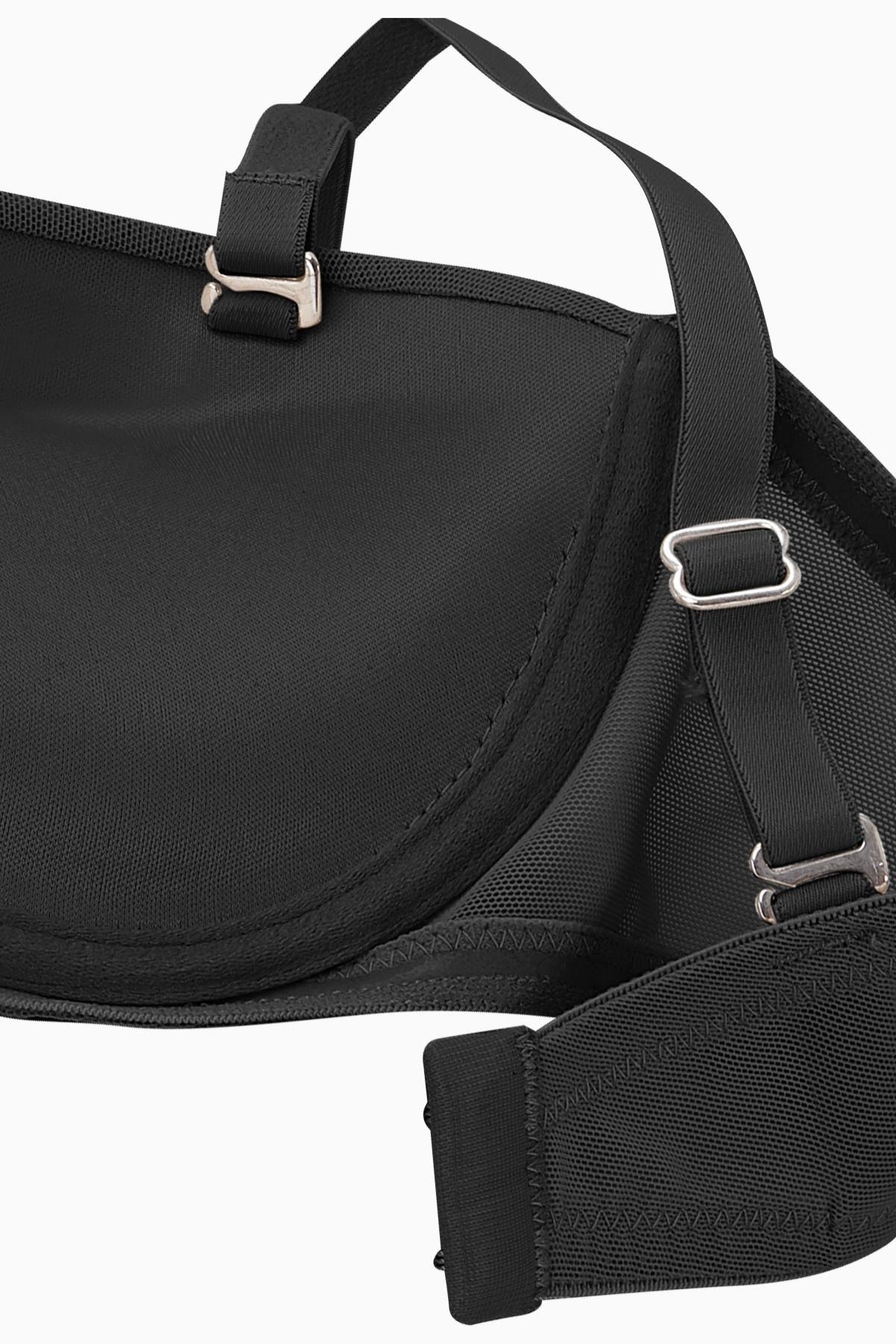 Alisa Premium Basic 2227 Siyah Push Up / Dolgulu Mesh Kumaş Straplez Sütyen