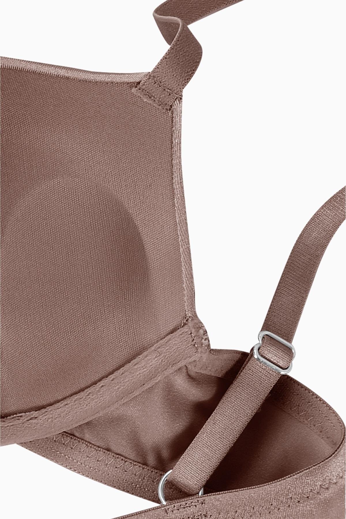 Andes 2527 Bronz Kahve Double Push Up / Ekstra Dolgulu Mikro Basic Sütyen