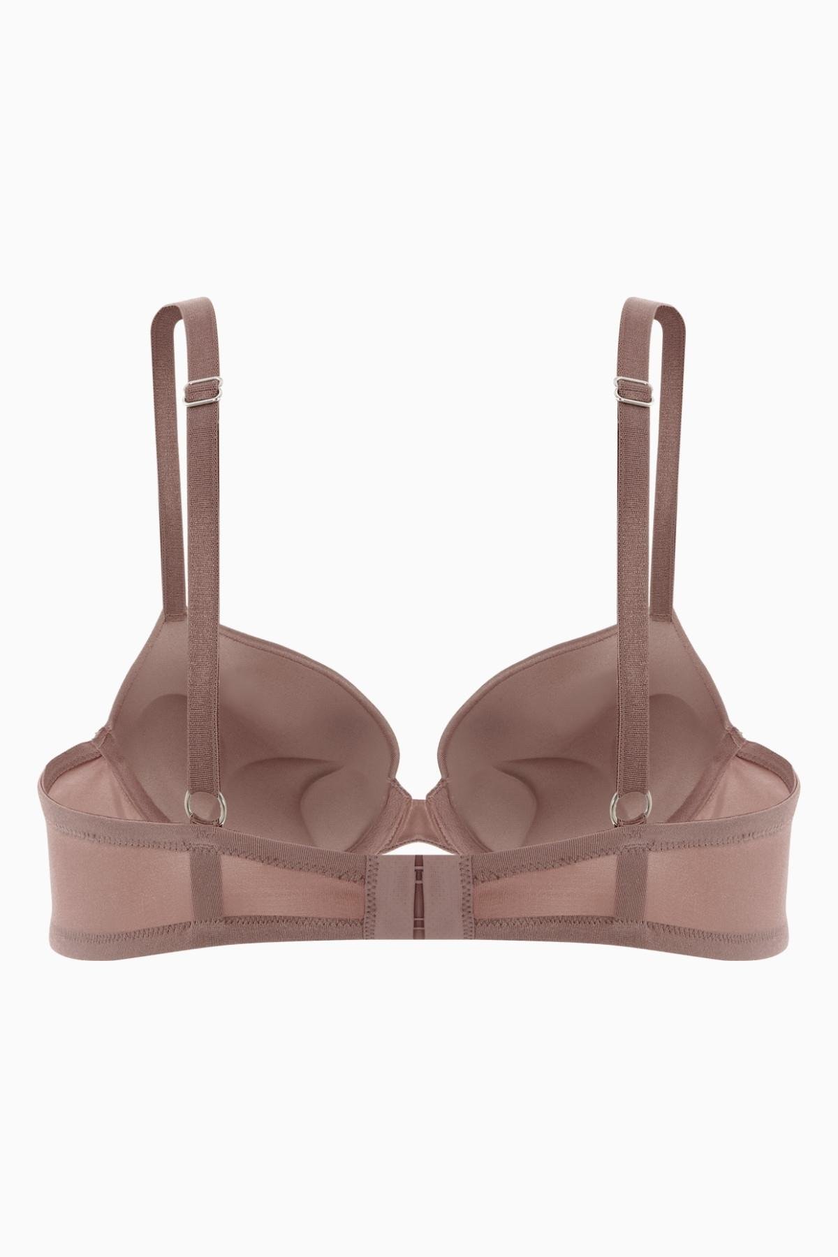 Andes 2527 Bronz Kahve Double Push Up / Ekstra Dolgulu Mikro Basic Sütyen