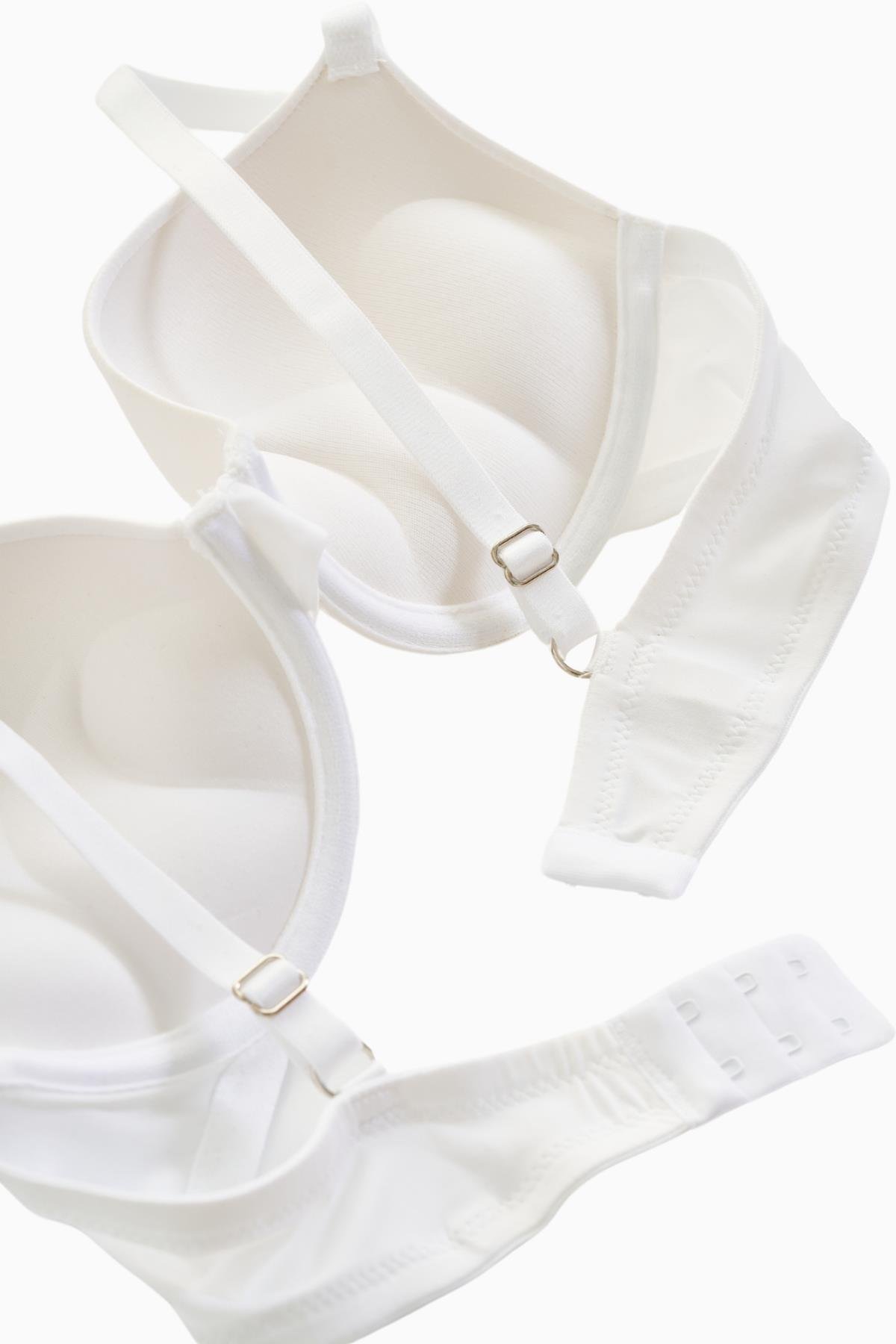 Andes Basic Mikro Kumaş Sütyen-Double Push Up Ekstra Dolgulu Balenli-2527-Beyaz