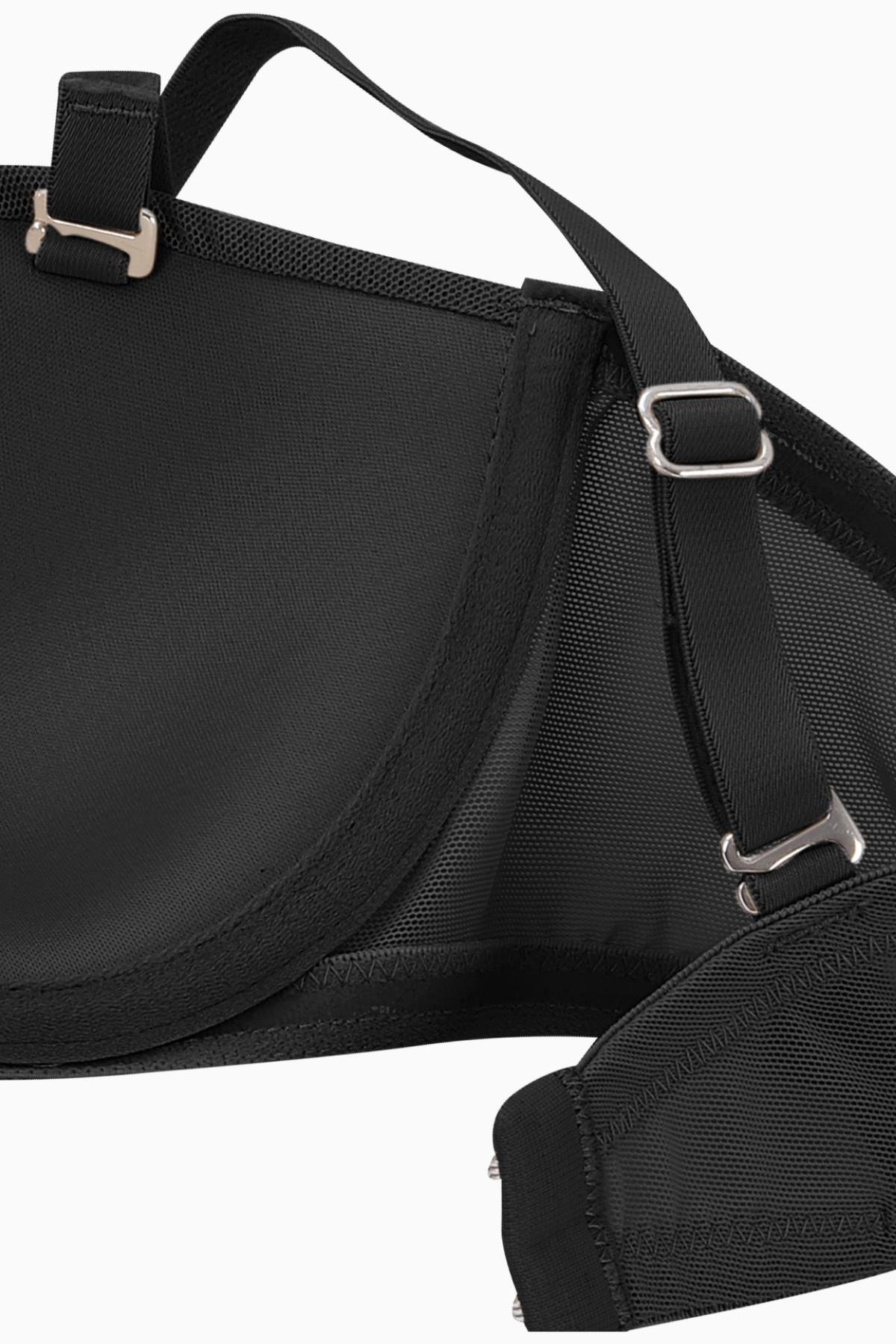Anka Premium Basic 2228 Siyah Desteksiz Mesh Kumaş Straplez Sütyen (DD Cup Seçeneğiyle