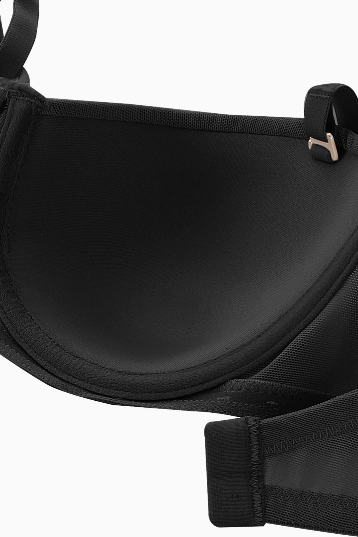 Anka Premium Basic 2228 Siyah Desteksiz Mesh Kumaş Straplez Sütyen (DD Cup Seçeneğiyle