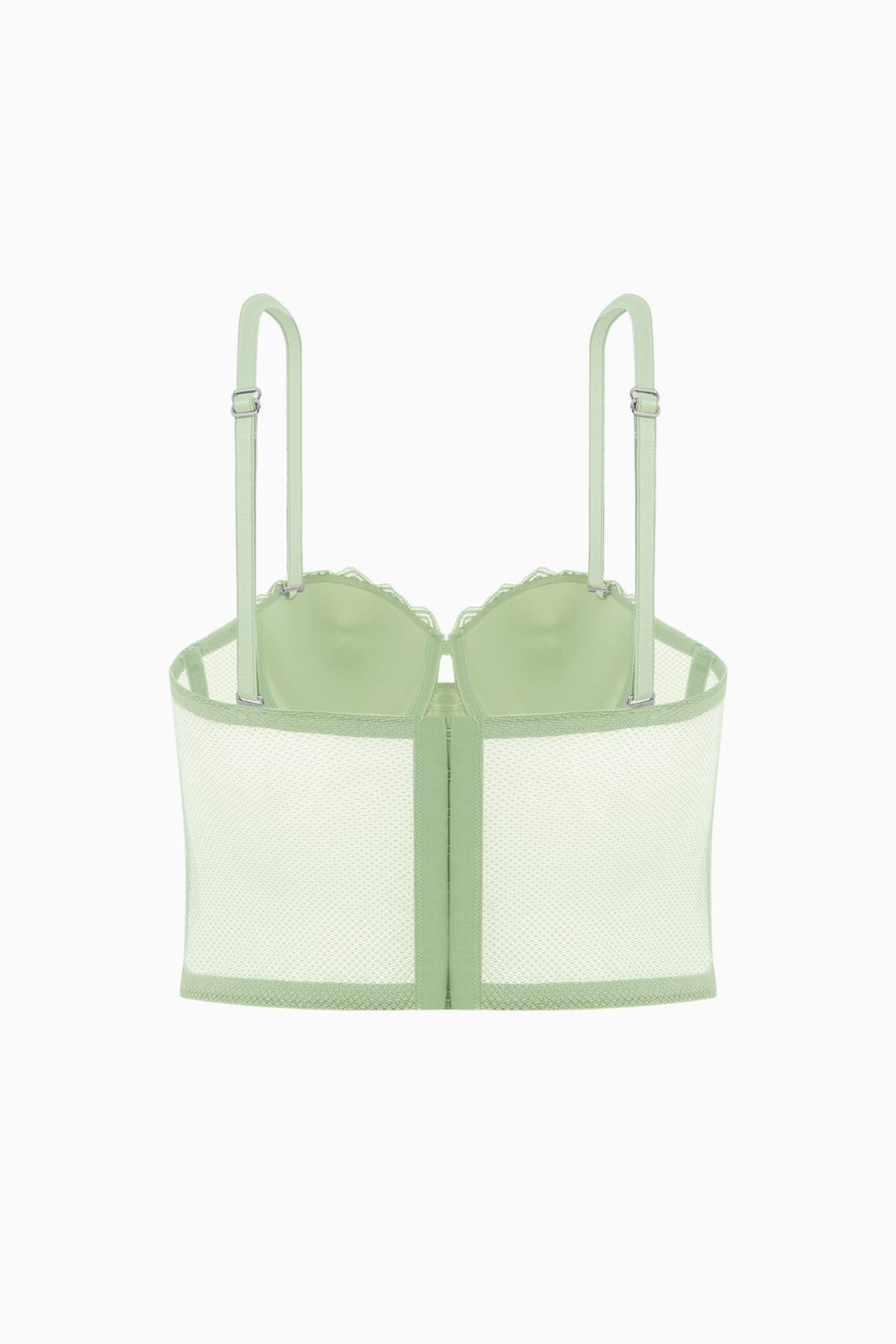 Fashion 2501 Rosali Soft Push Up Dolgulu Dantelli Büstiyer Sütyen Yeşil