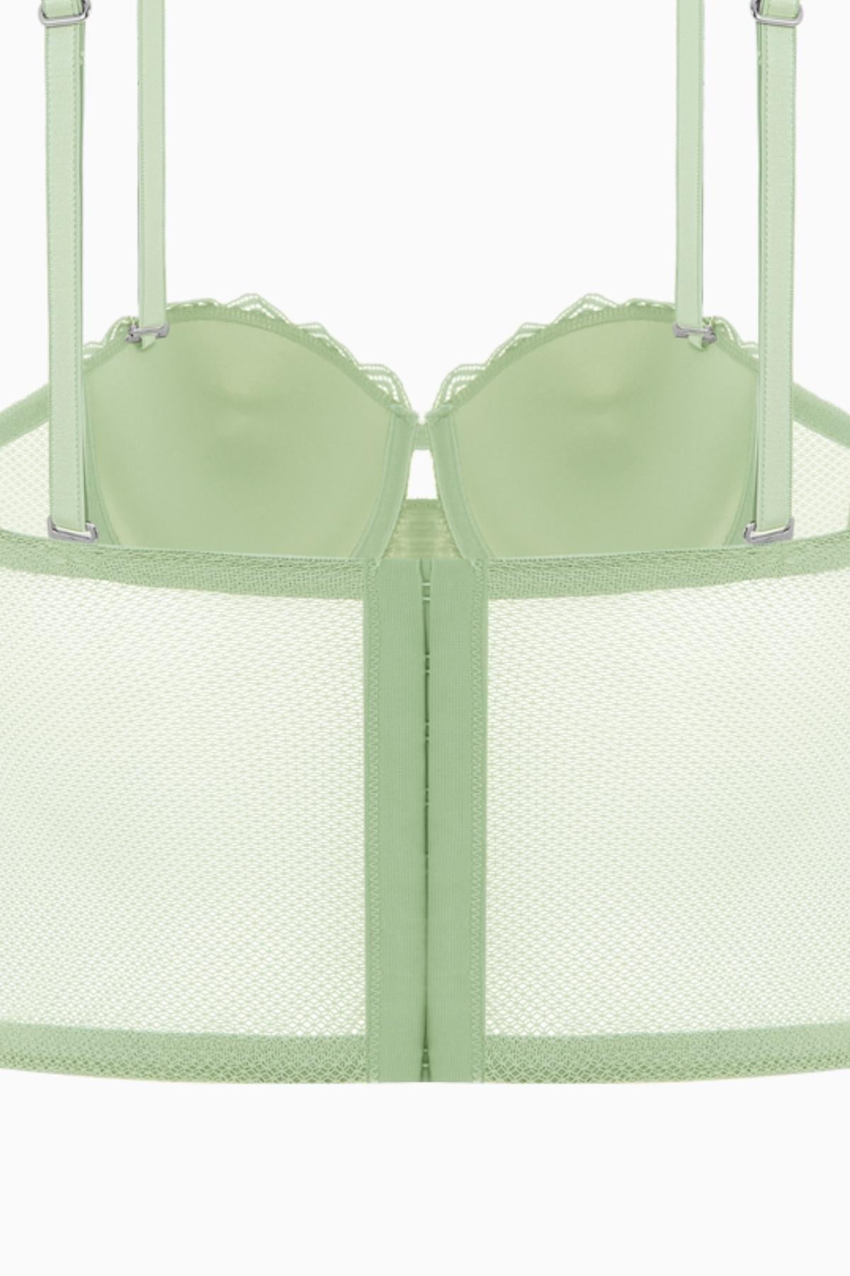 Fashion 2501 Rosali Soft Push Up Dolgulu Dantelli Büstiyer Sütyen Yeşil