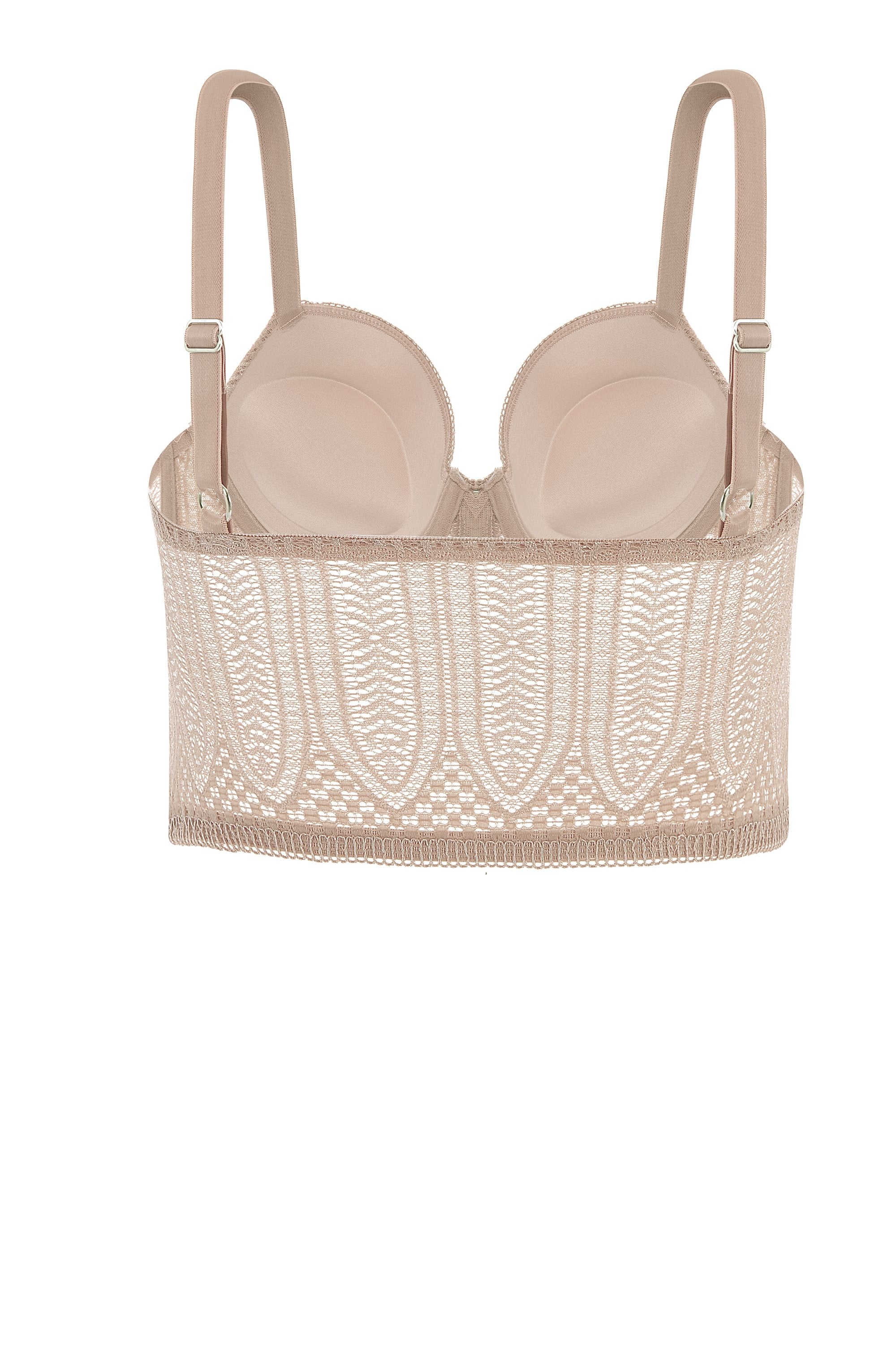 Fashion 2509 Noa Fermuar Detaylı Push Up Dolgulu Dantelli Büstiyer Sütyen Pudra