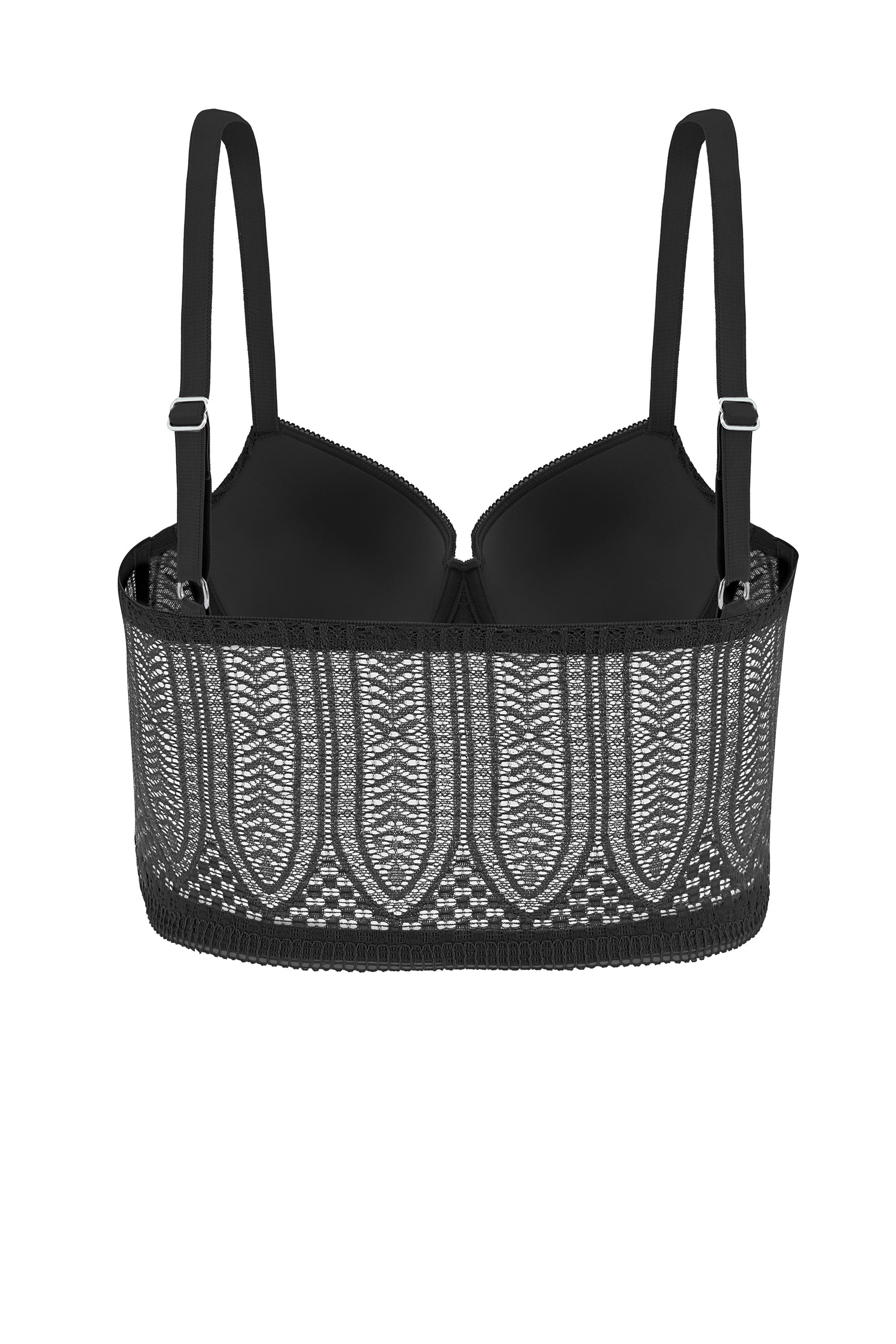 Fashion 2509 Noa Fermuar Detaylı Push Up Dolgulu Dantelli Büstiyer Sütyen Siyah