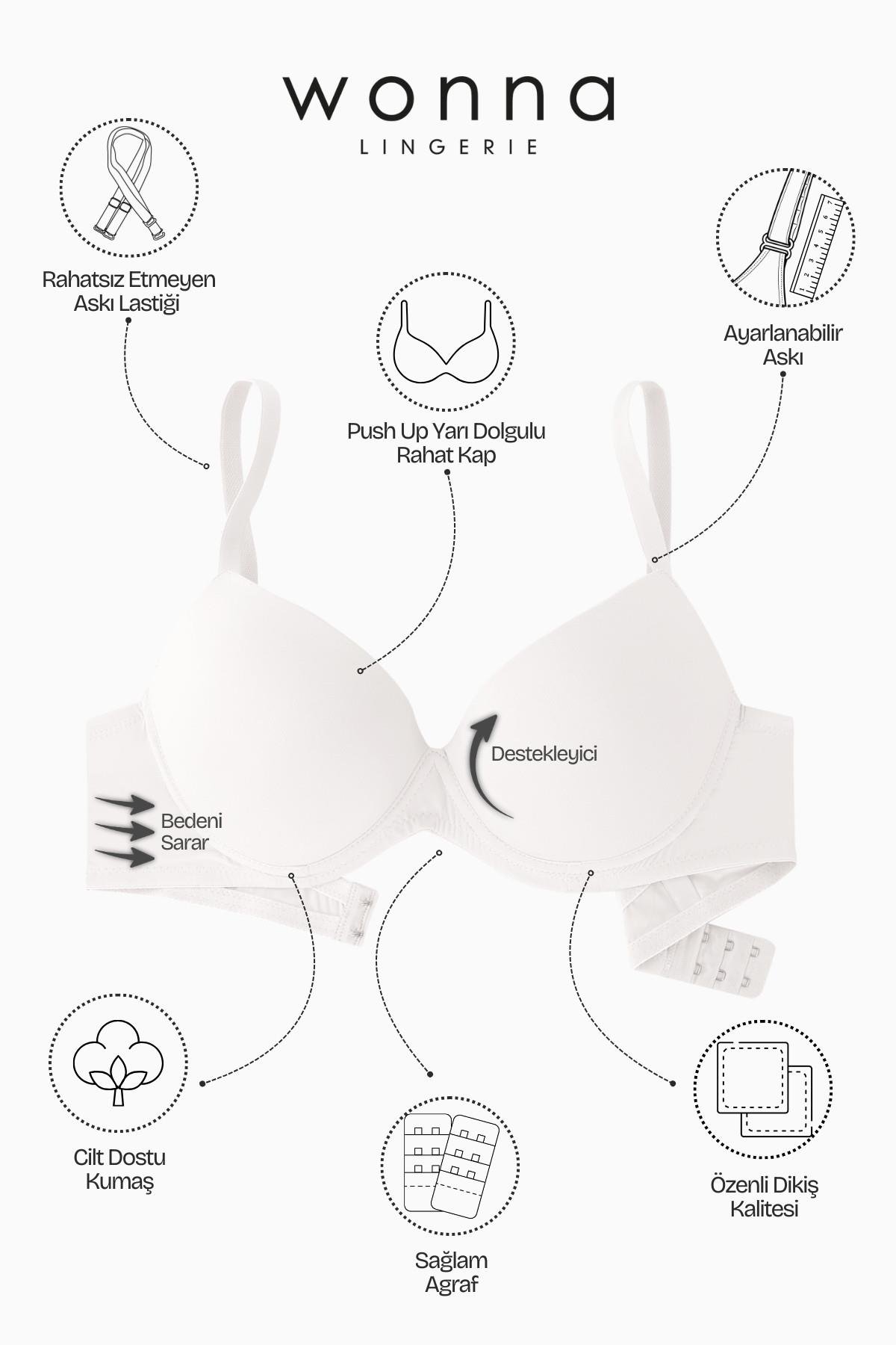 Luna Premium Basic 2222 Ekru Soft Push Up / Yarı Dolgulu Mikro Sütyen