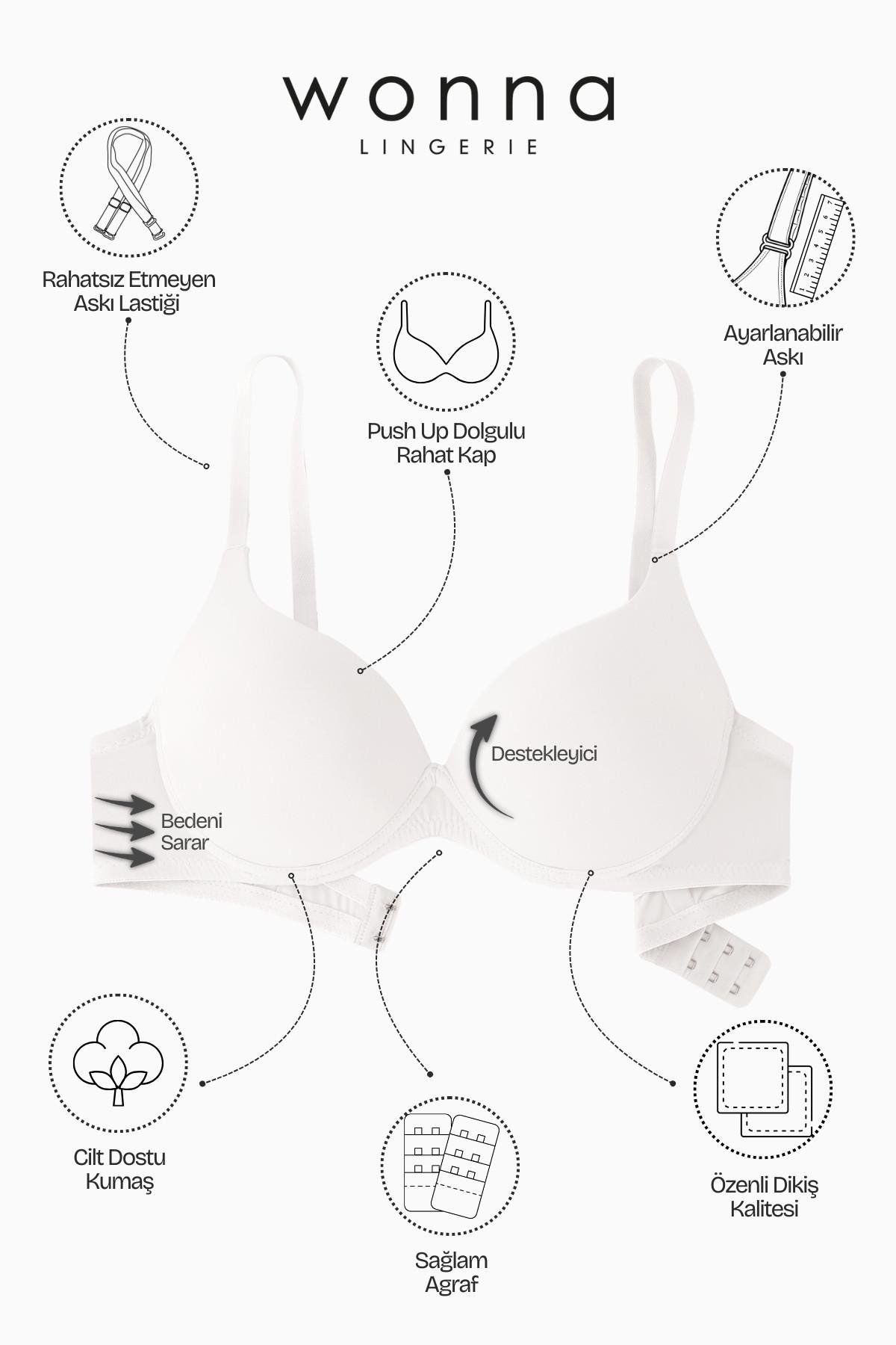 Mia Premium Basic 2223 Ekru Push Up / Dolgulu Mikro Sütyen