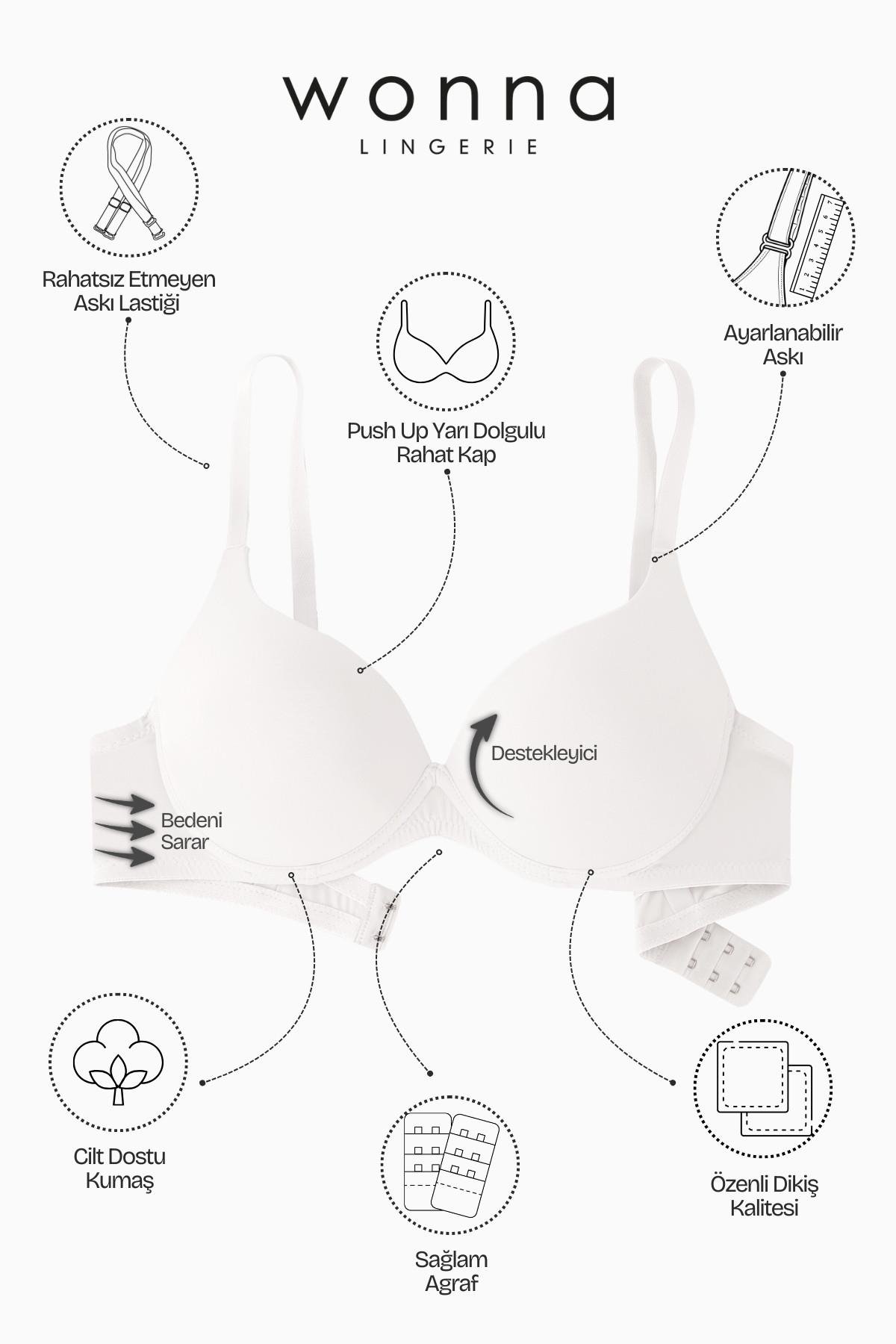 Nora Premium Basic 2224 Ekru Soft Push Up / Yarı Dolgulu Mikro Sütyen