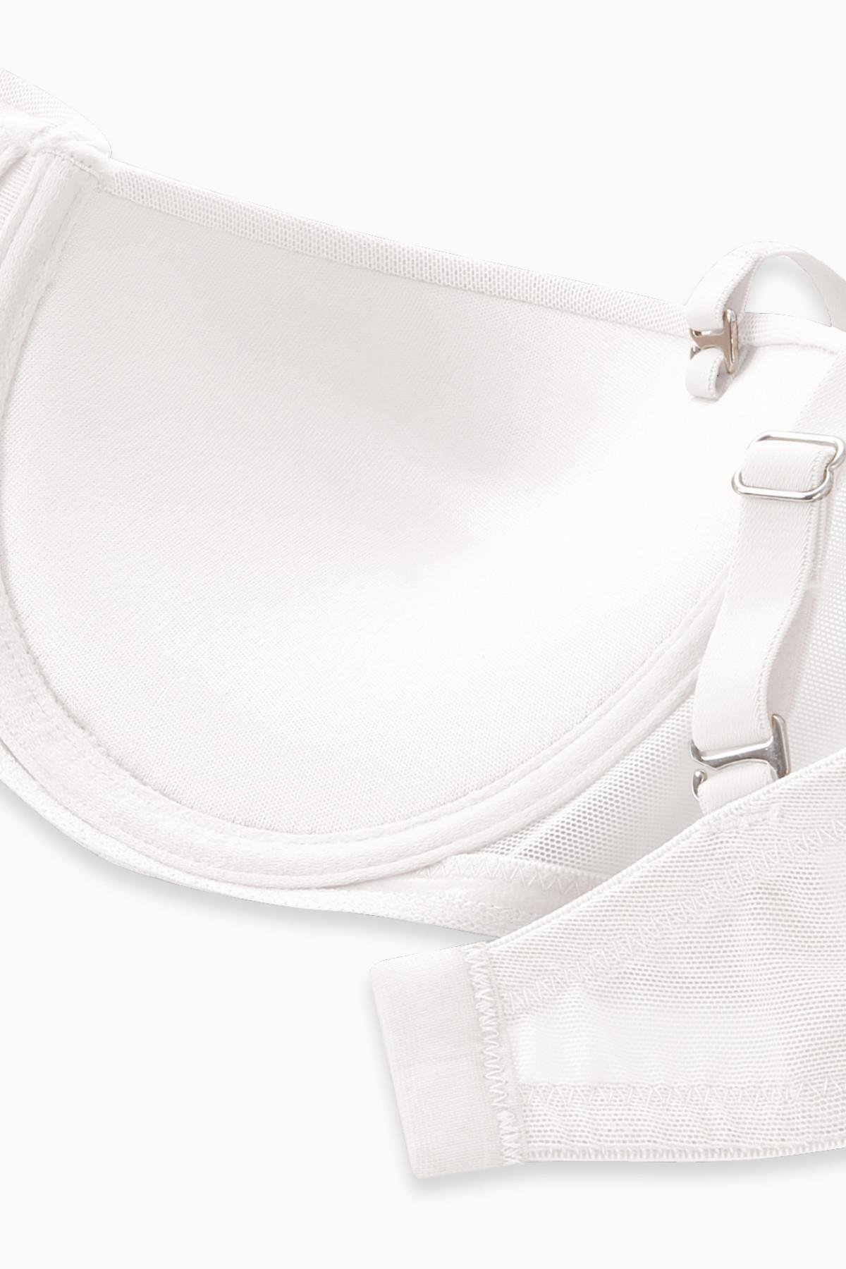Rosali Premium Basic 2226 Ekru Soft Push Up / Yarı Dolgulu Mesh Kumaş Straplez Sütyen