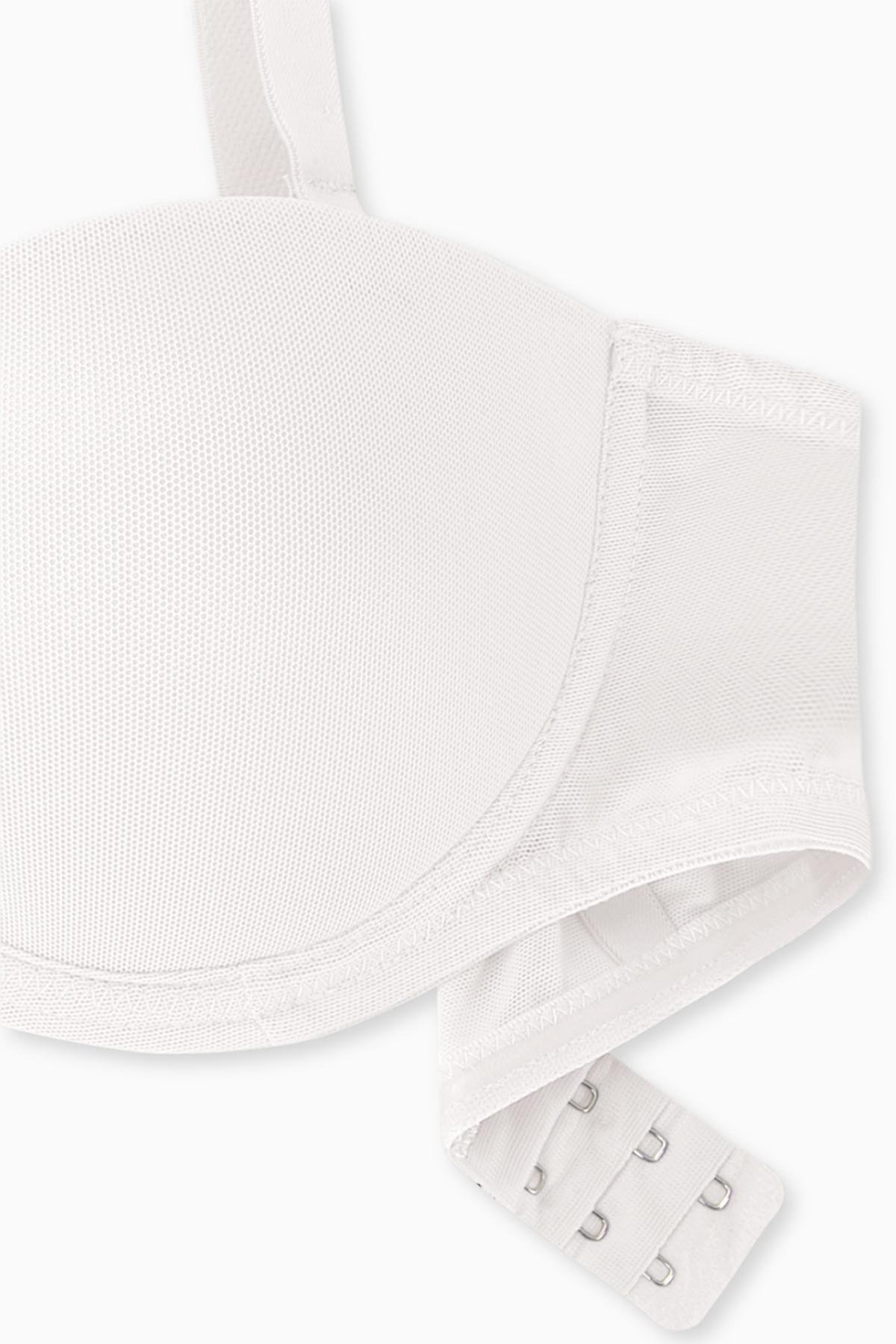 Rosali Premium Basic 2226 Ekru Soft Push Up / Yarı Dolgulu Mesh Kumaş Straplez Sütyen
