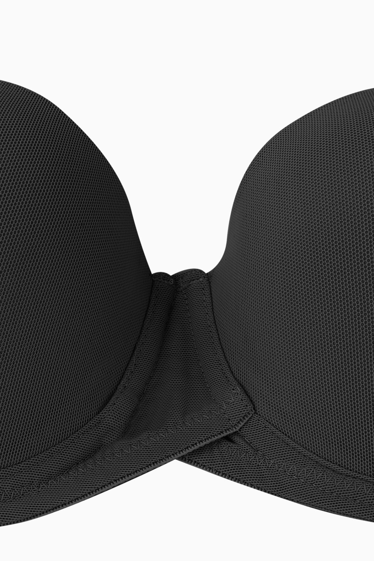 Rosali Premium Basic 2226 Siyah Soft Push Up / Yarı Dolgulu Mesh Kumaş Straplez Sütyen