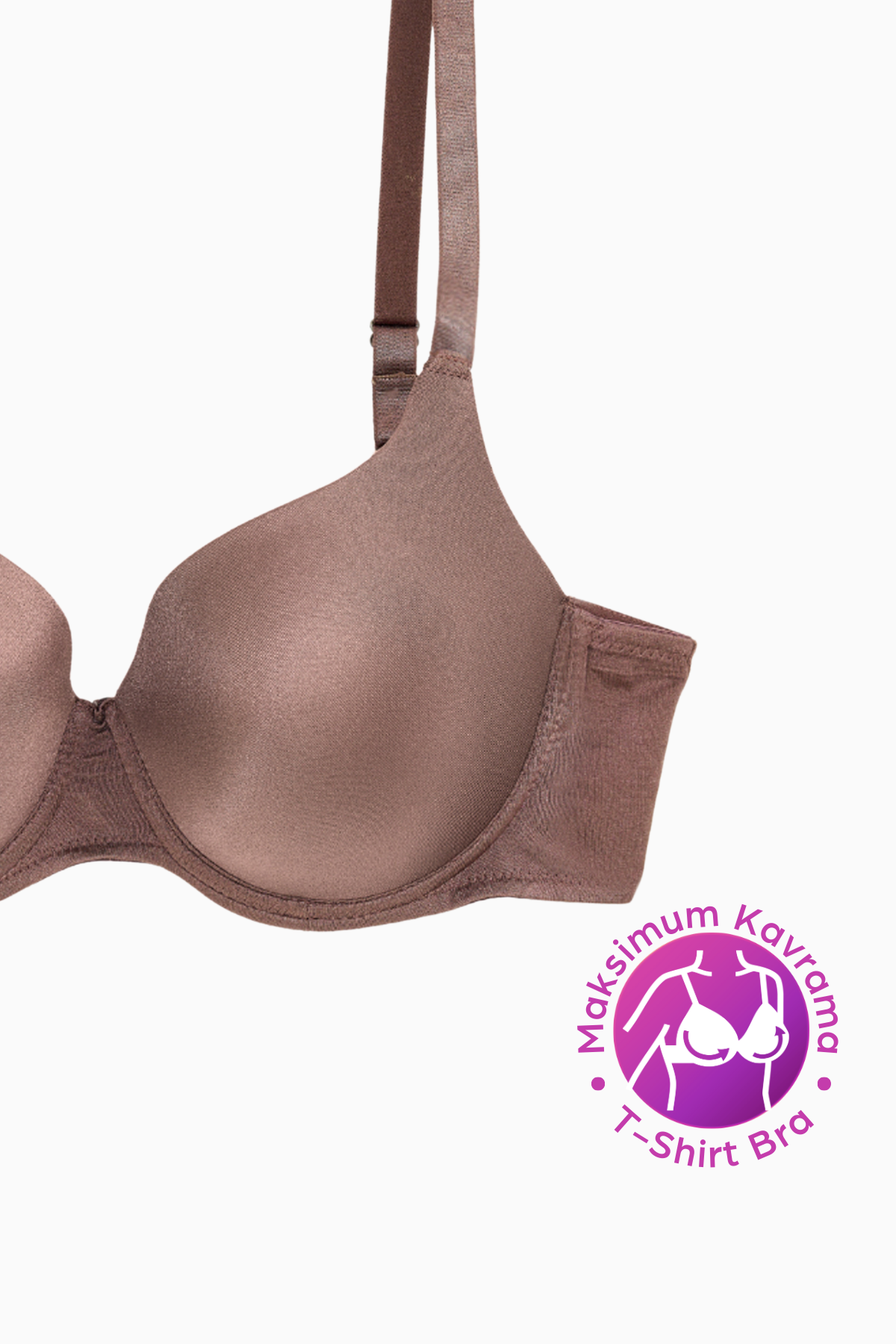 Wonna Eva - T shirt Bra Dolgusuz Maksimum Kavrama ve Kusursuz Form - Sabit Kalın Askı - Bronz Kahve - 2531