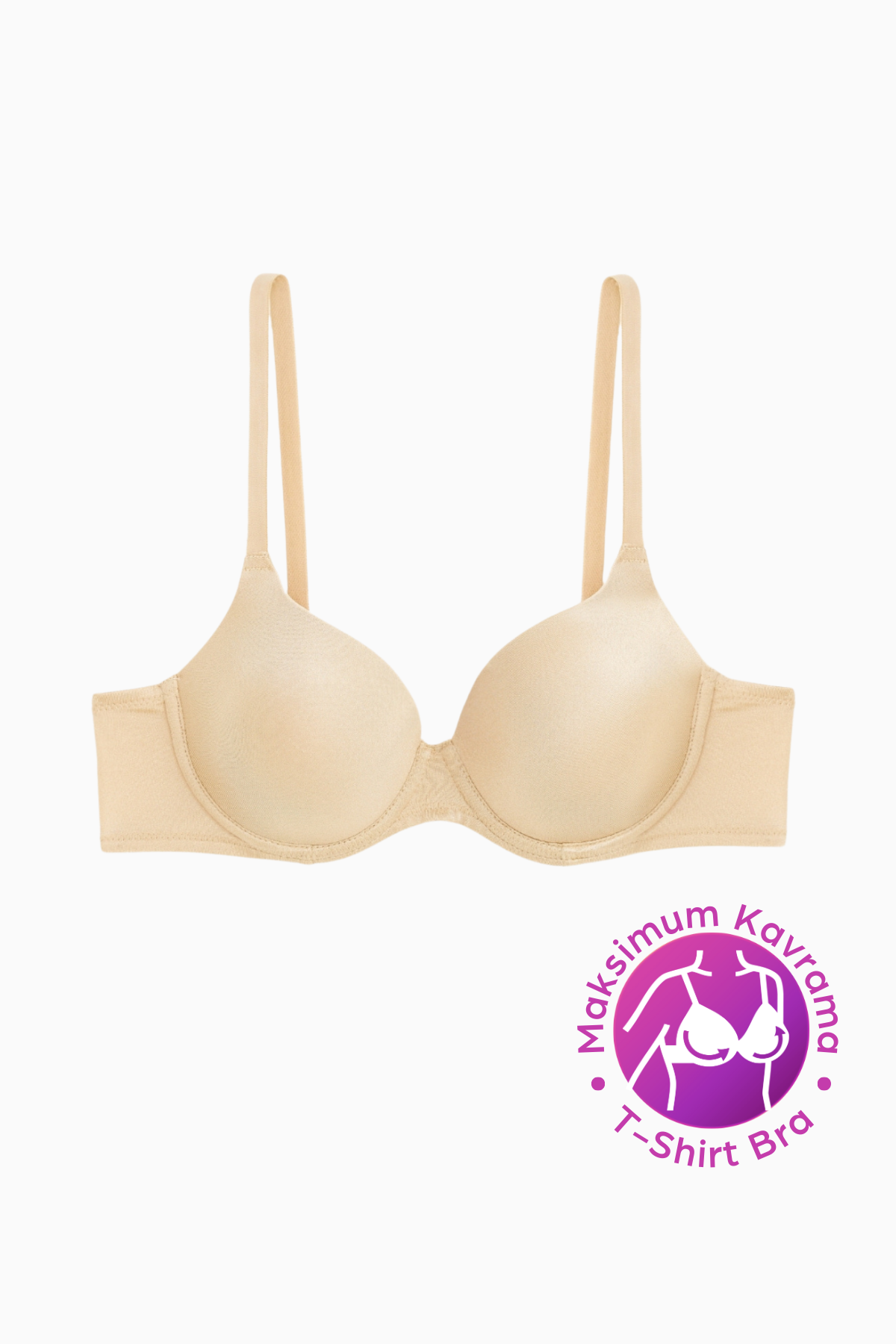 Wonna Eva - T shirt Bra Dolgusuz Maksimum Kavrama ve Kusursuz Form - Sabit Kalın Askı - Ten Rengi - 2531