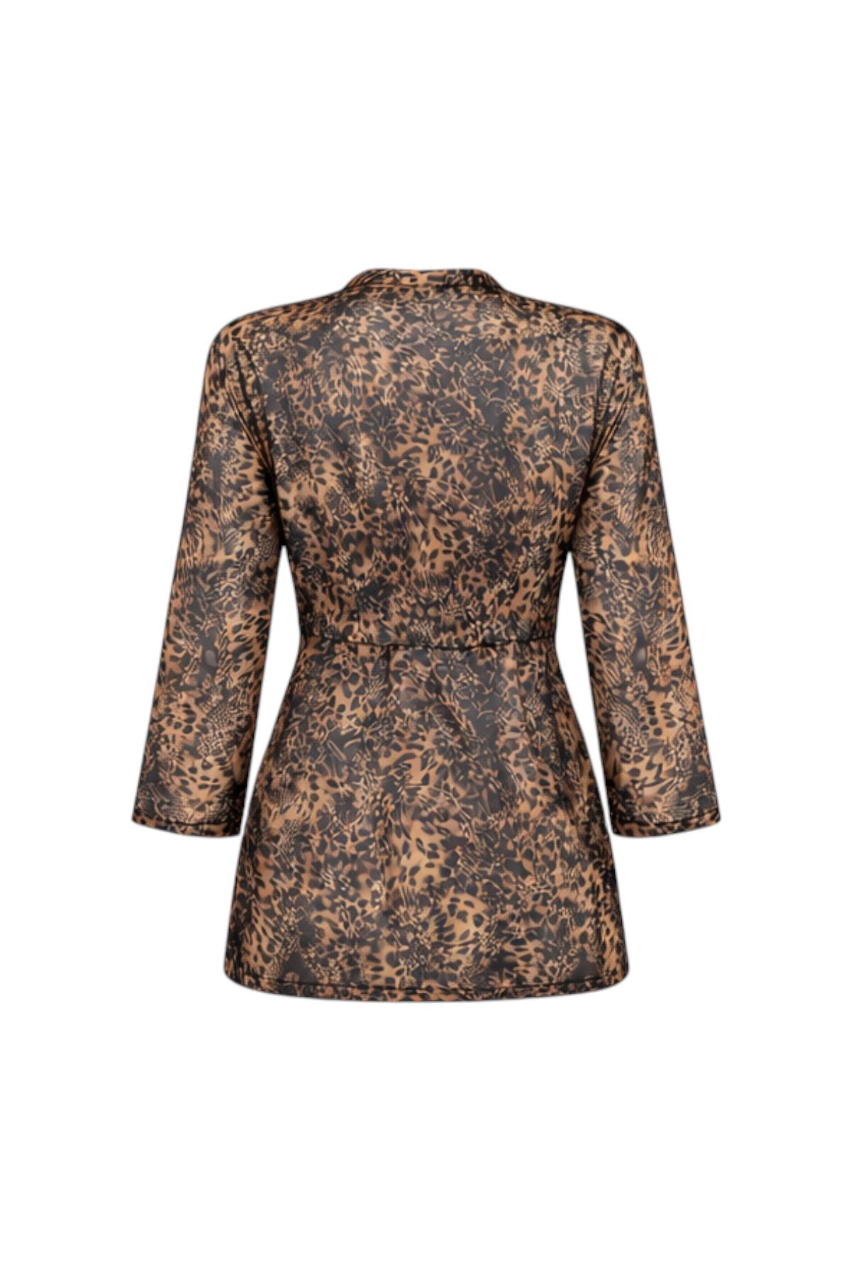 Wonna Leopar Desenli Tül Sabahlık - 2751-S