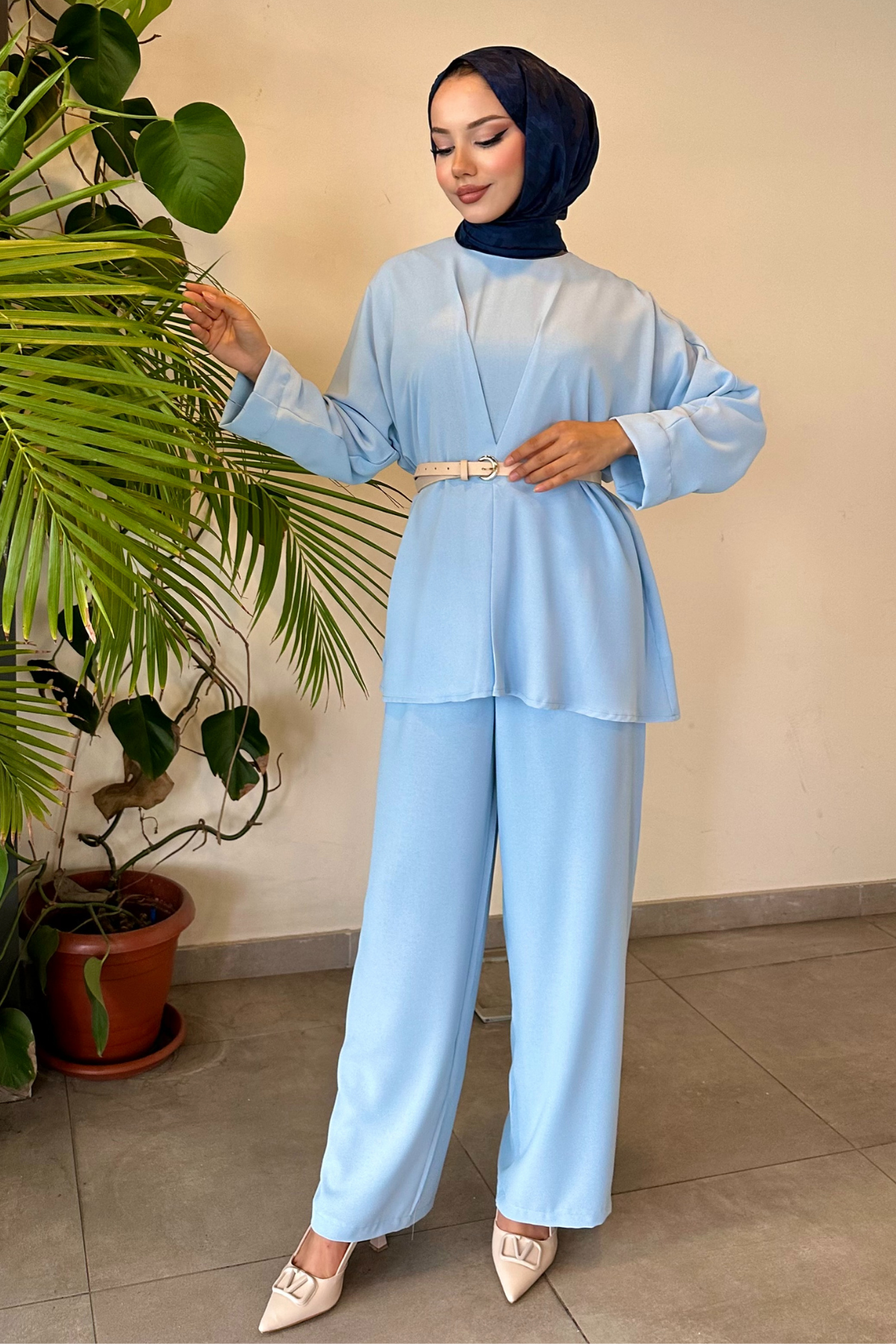 Dubai Krep Körüklü Takım BEBE MAVİ