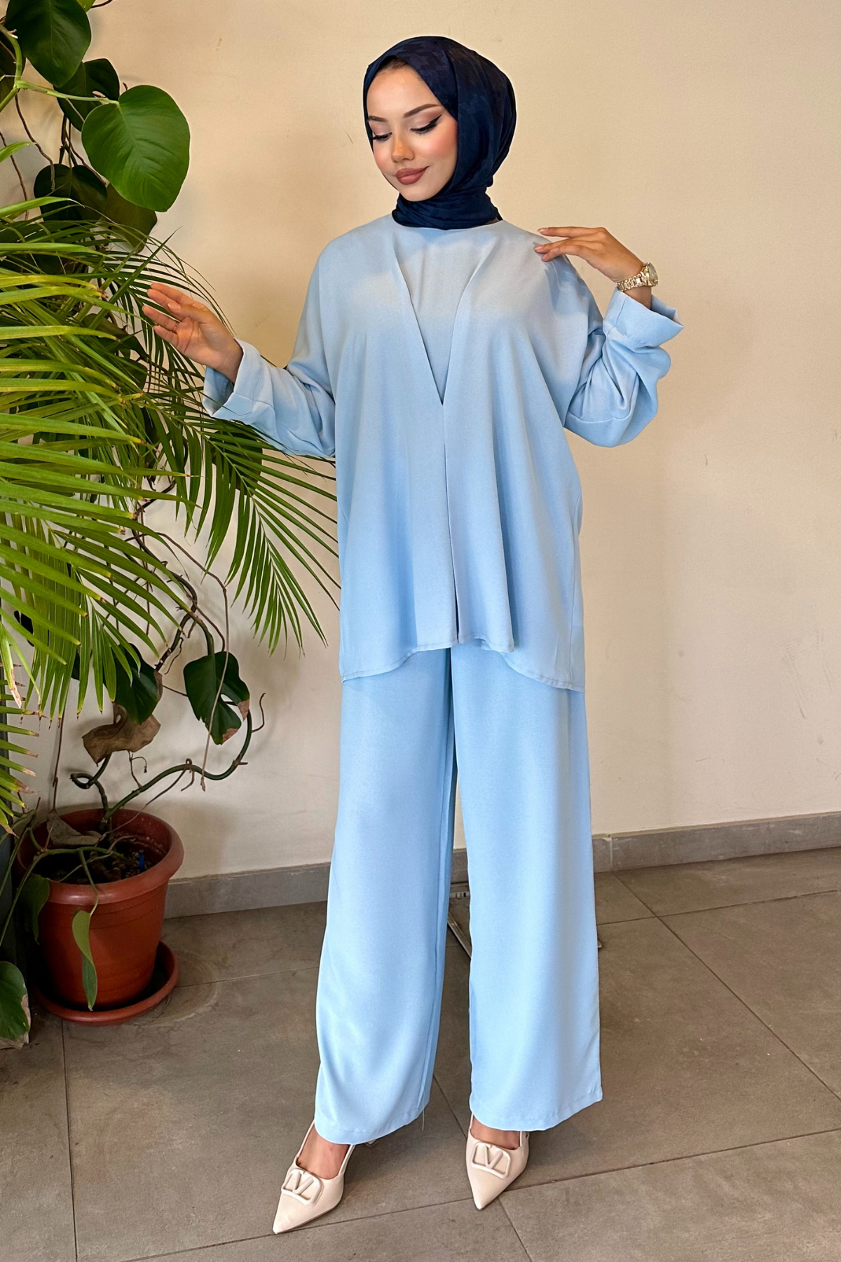 Dubai Krep Körüklü Takım BEBE MAVİ
