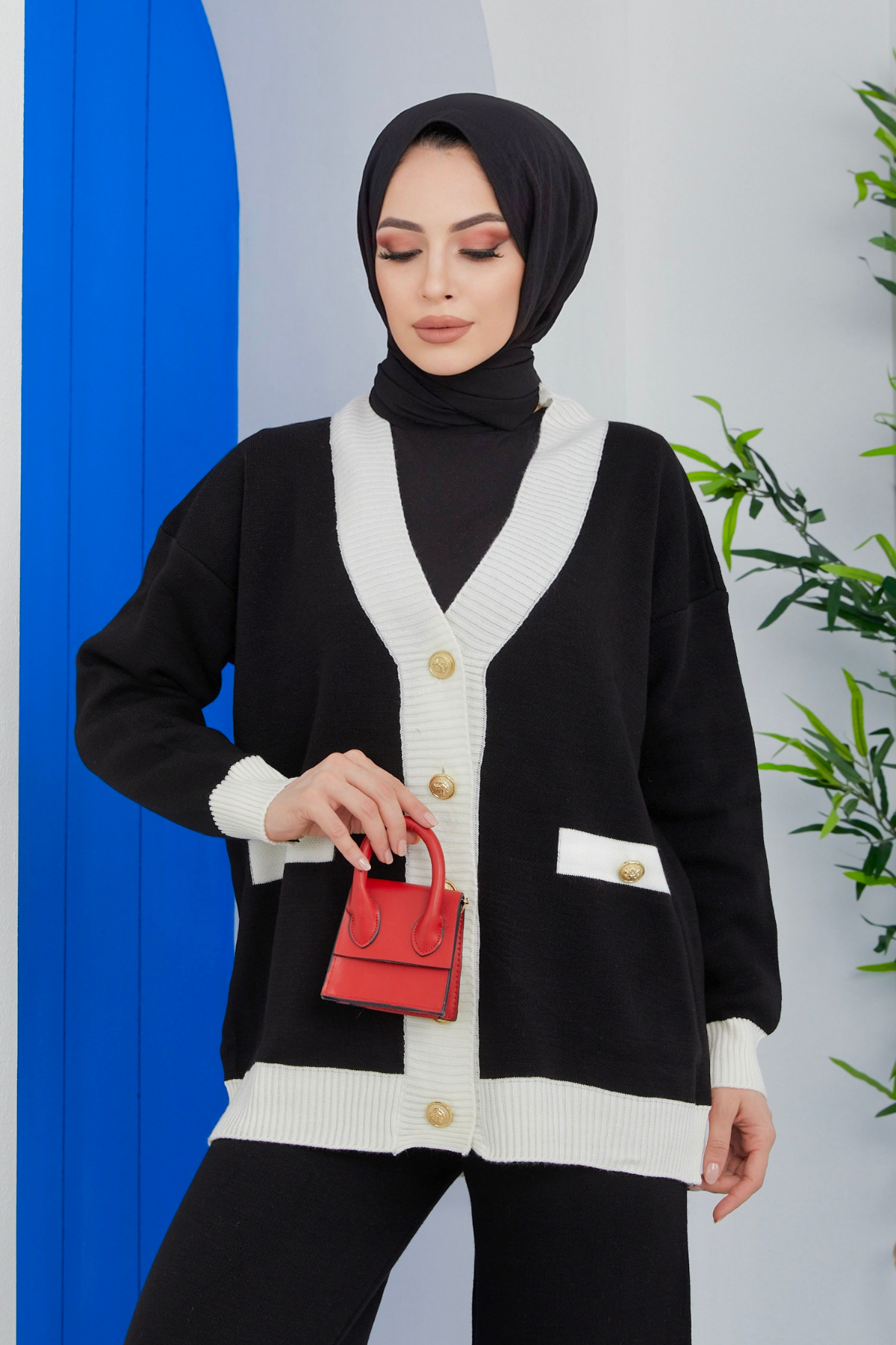 Geçişli Çelik Örme Triko Takım SİYAH