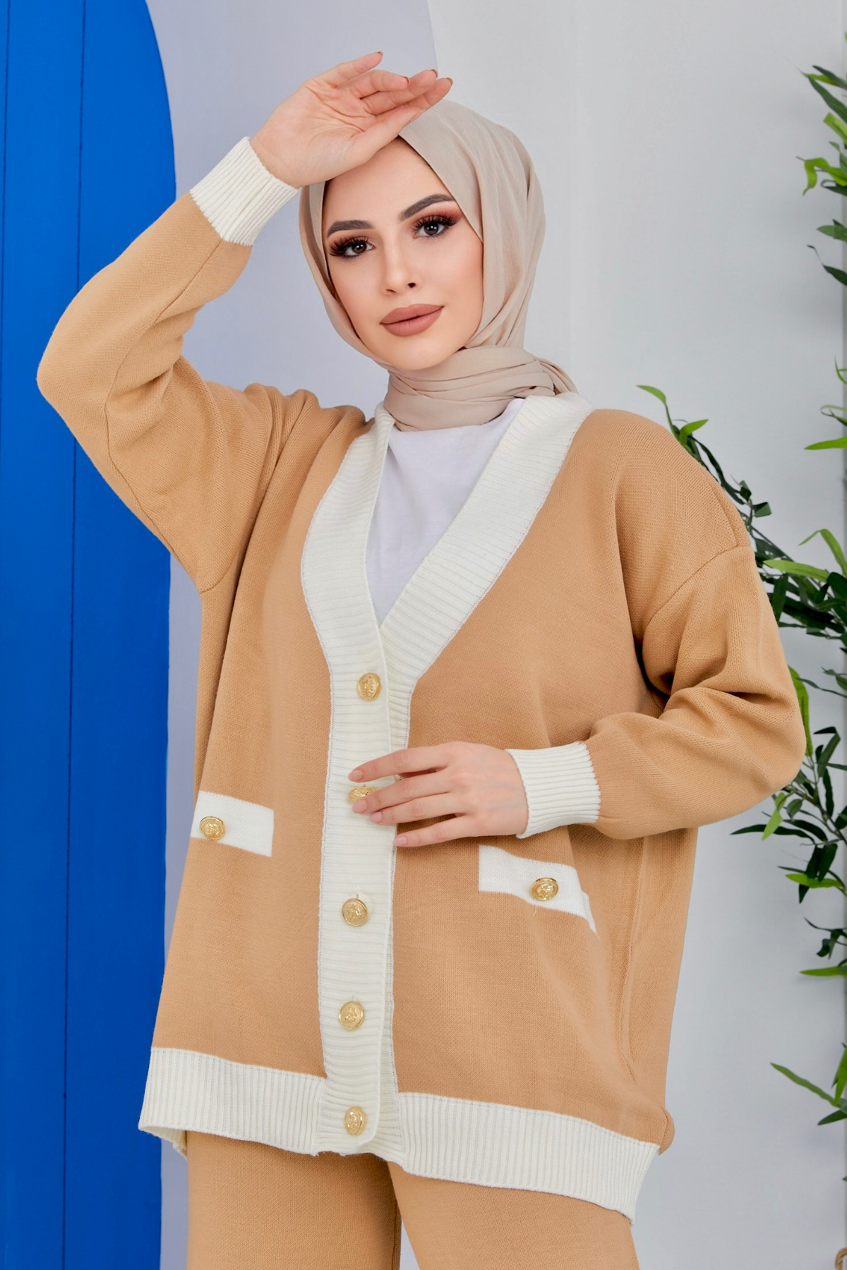 Geçişli Çelik Örme Triko Takım VİZON
