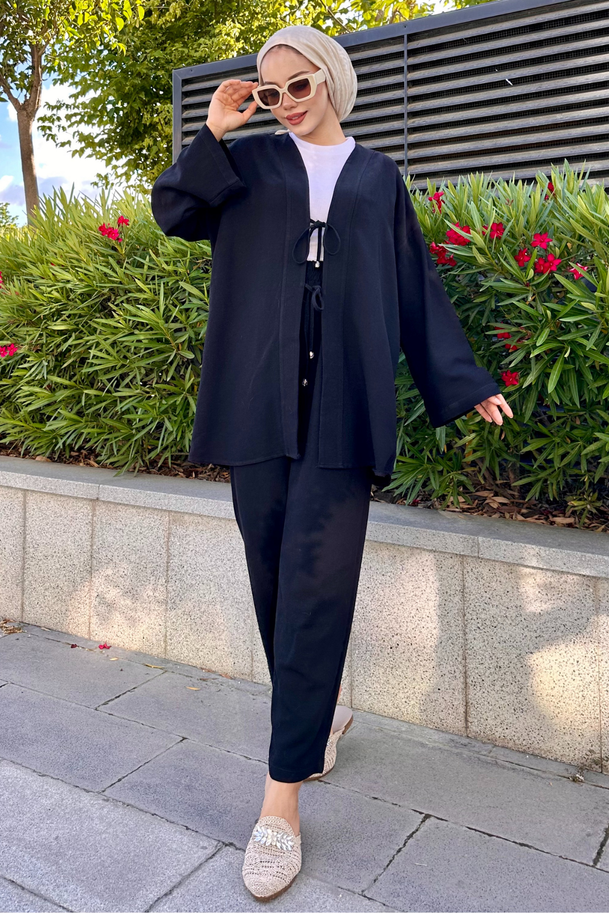 Ham Keten Kimono Takım SİYAH
