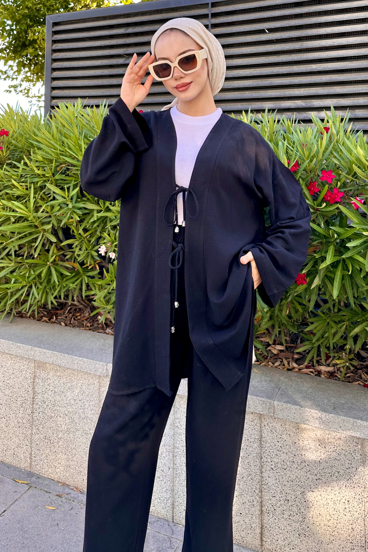 Ham Keten Kimono Takım SİYAH