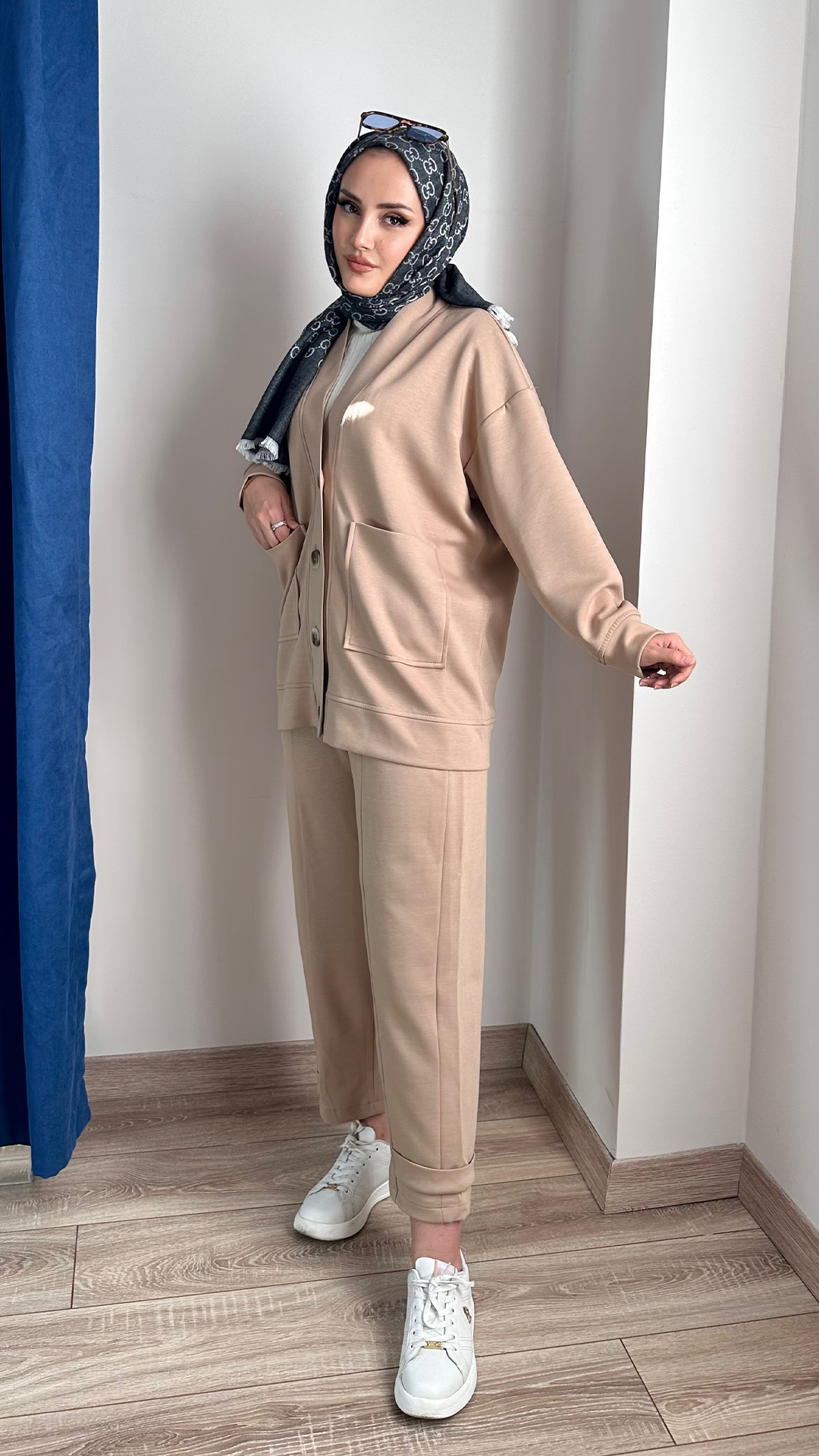 Hırkalı Pantolonlu Modal Takım Camel