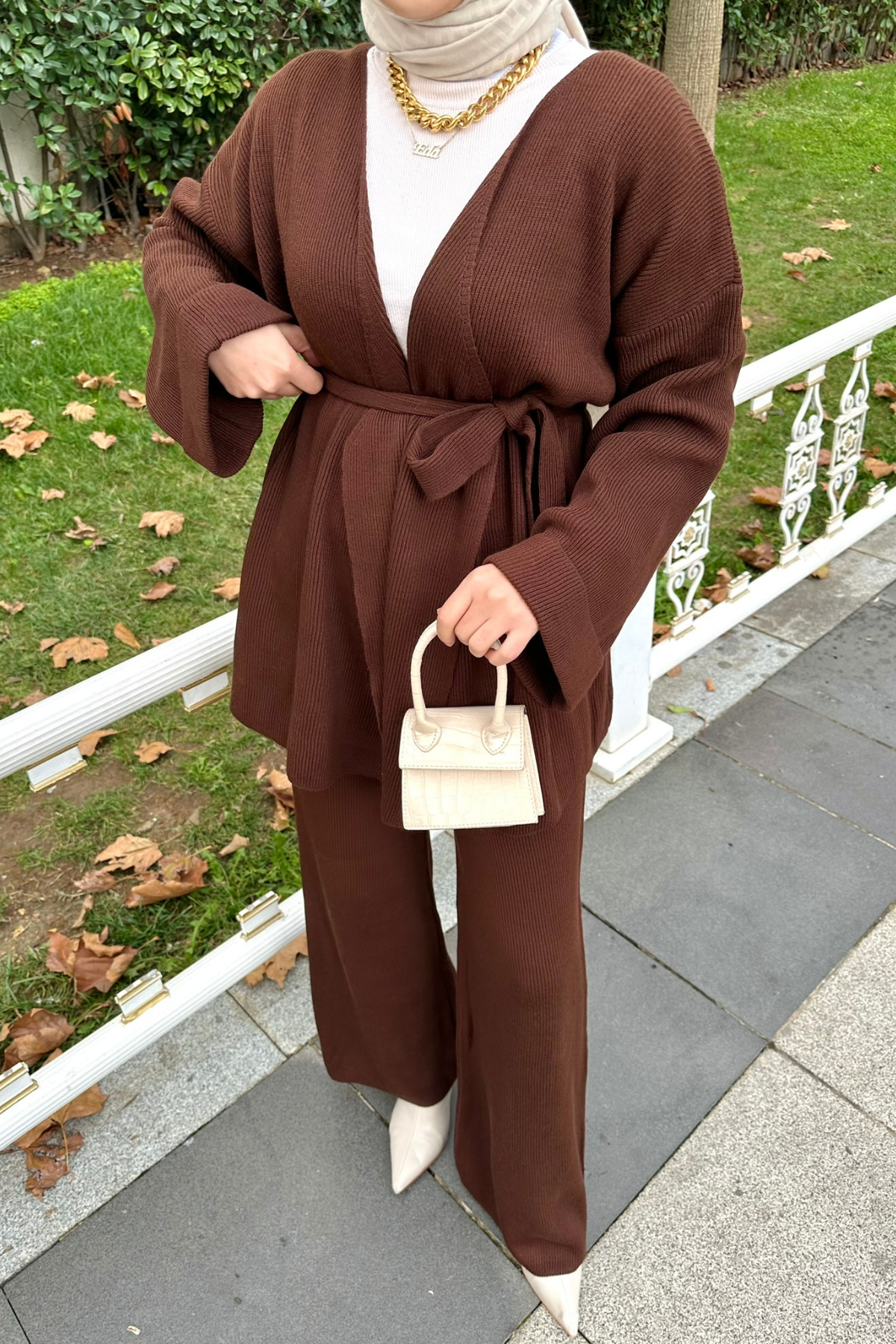 Kimonolu Triko Takım KAHVE