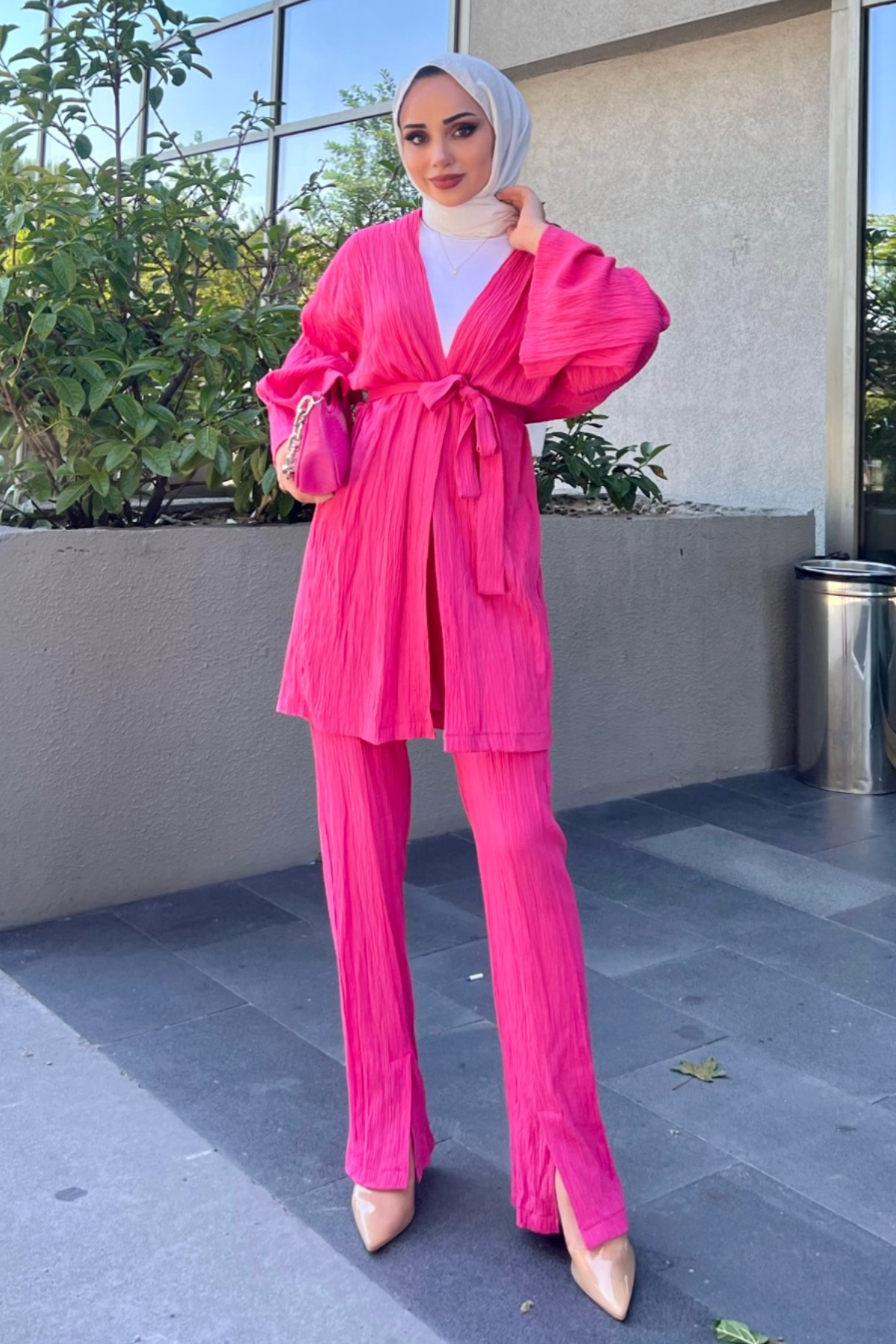 Müslin Kimono Takım PEMBE