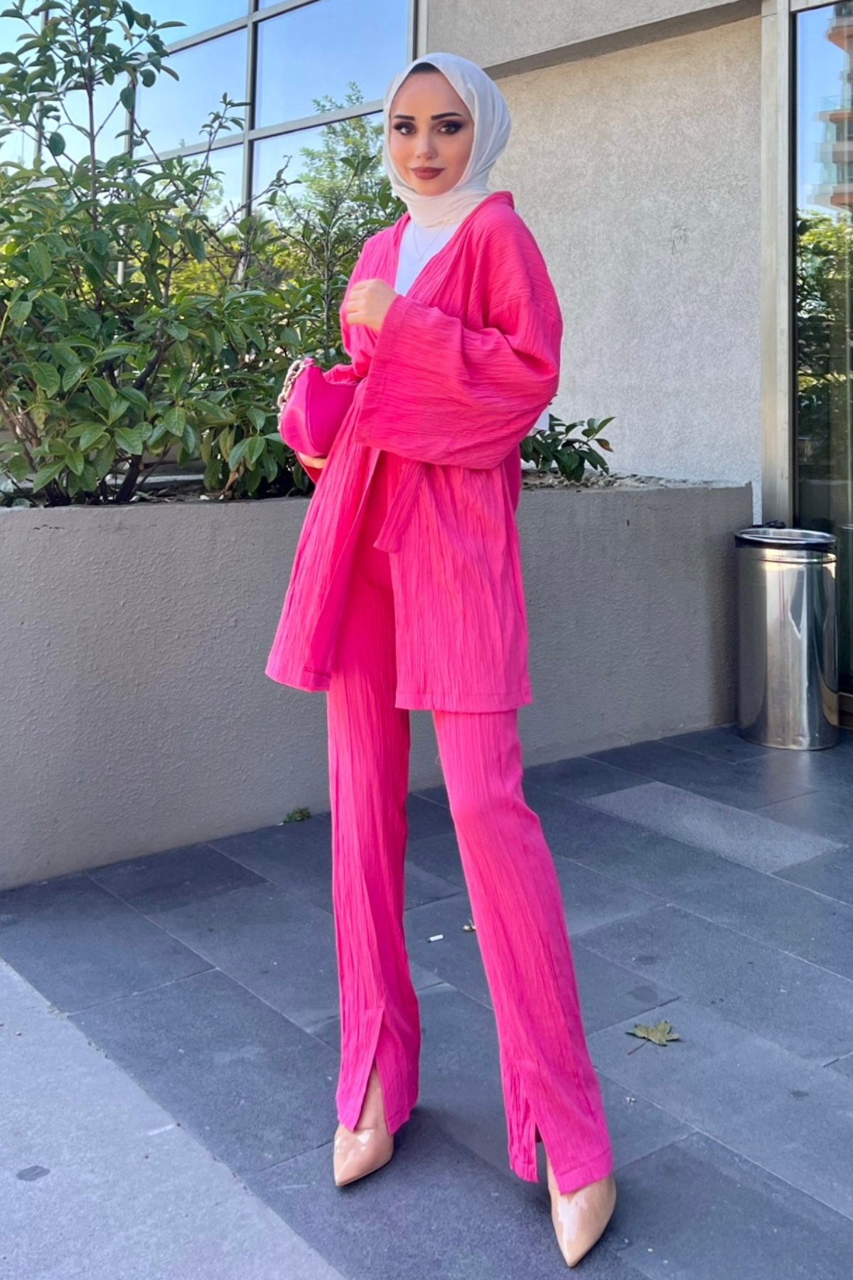 Müslin Kimono Takım PEMBE