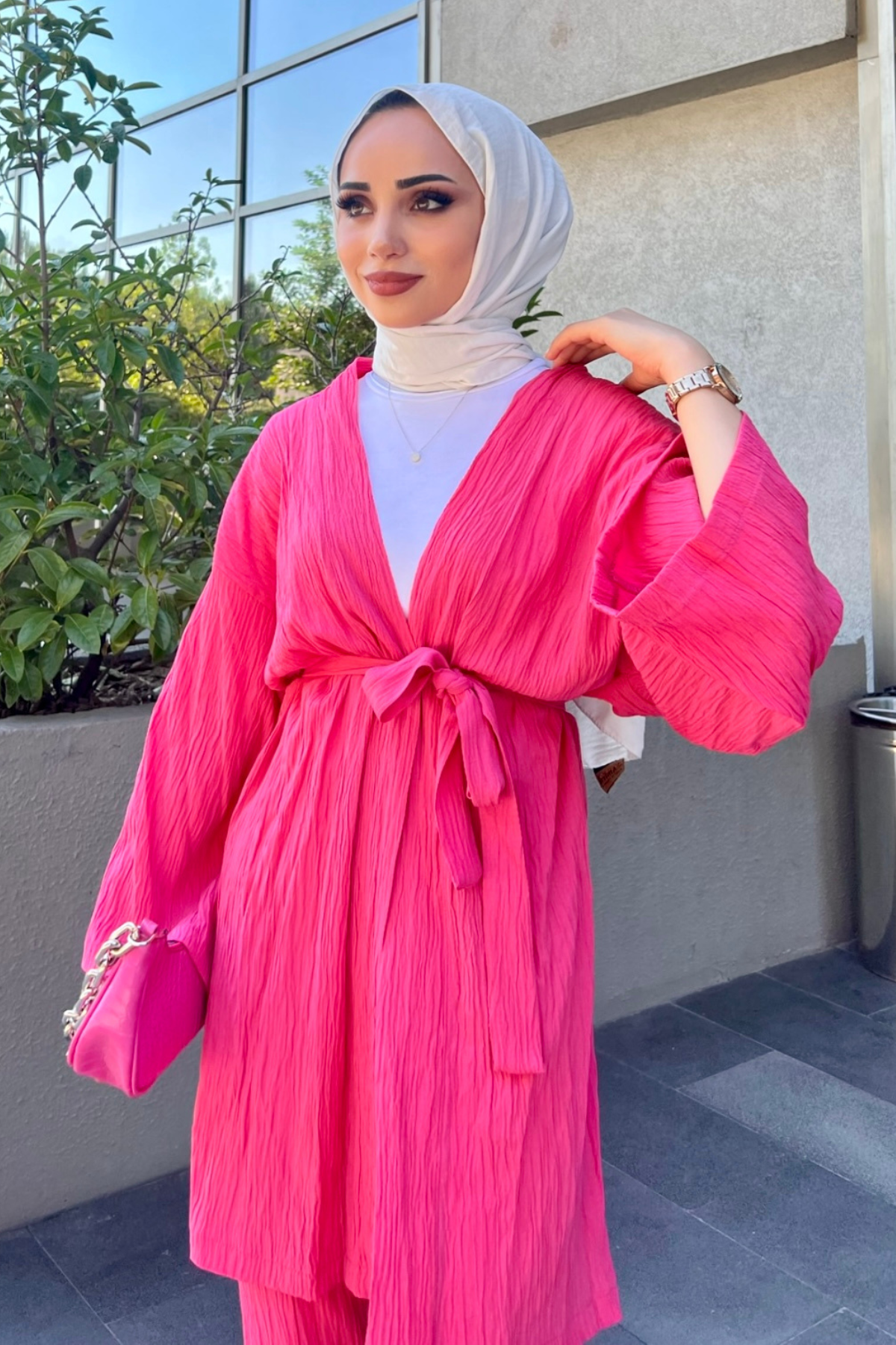 Müslin Kimono Takım PEMBE