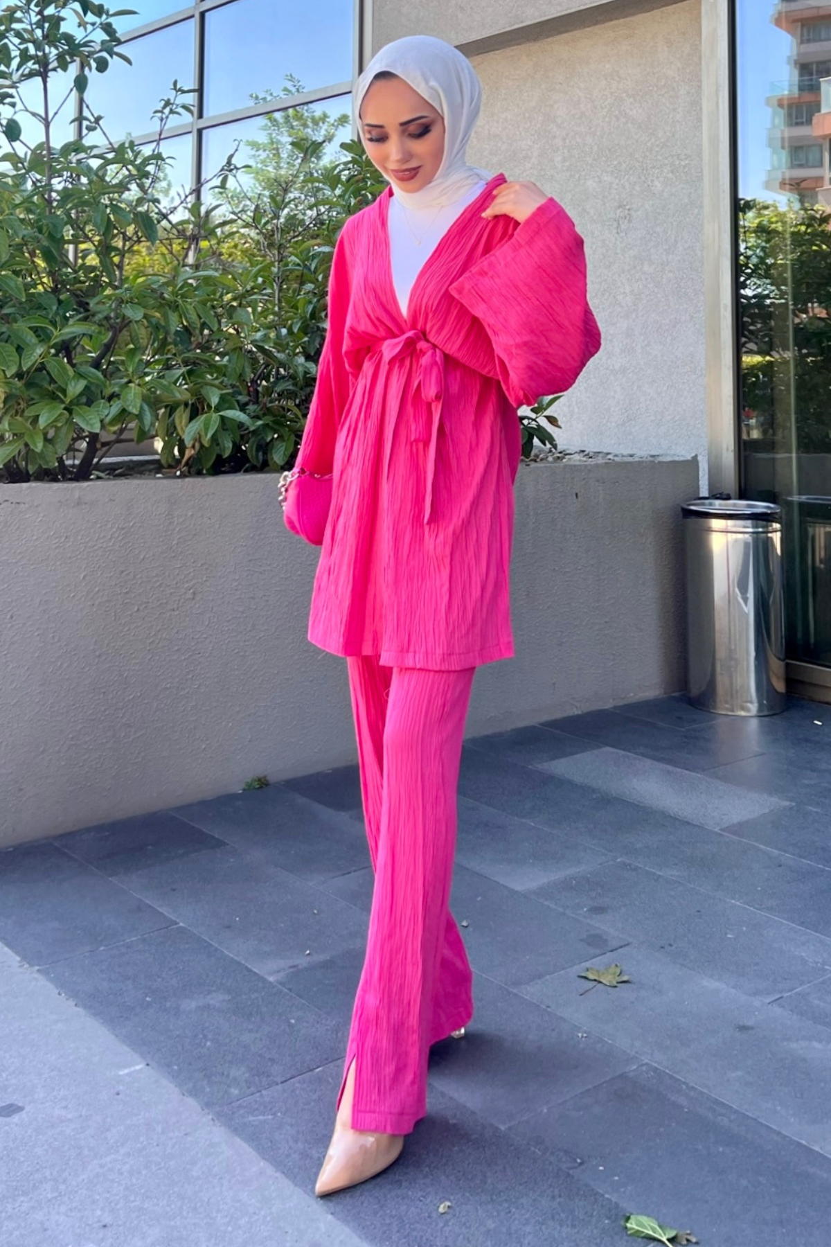 Müslin Kimono Takım PEMBE