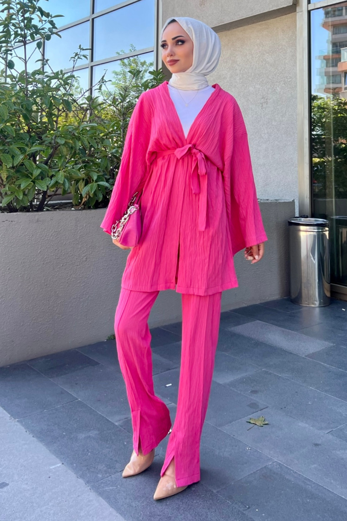 Müslin Kimono Takım PEMBE